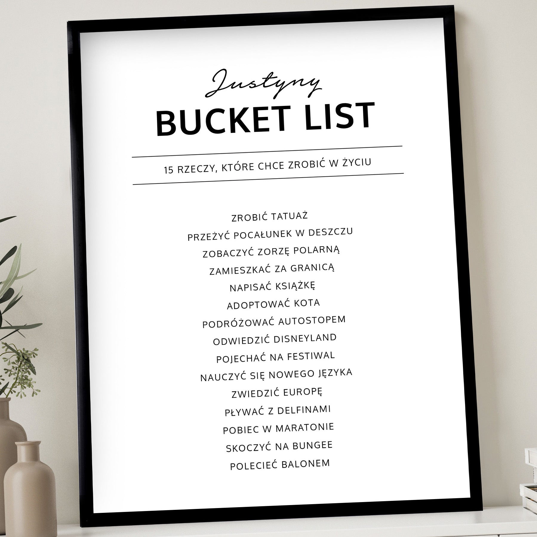 Plakat dla przyjaciółki - bucket list
