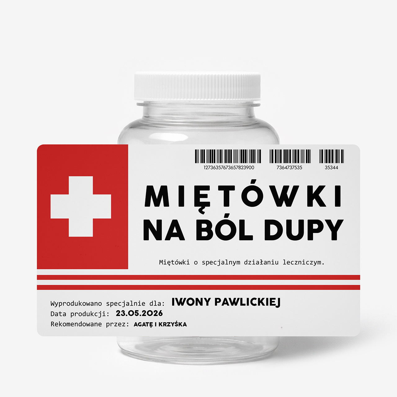 Pojemniczek na cukierki z etykietą personalizowaną -  śmieszny upominek zabawny upominek