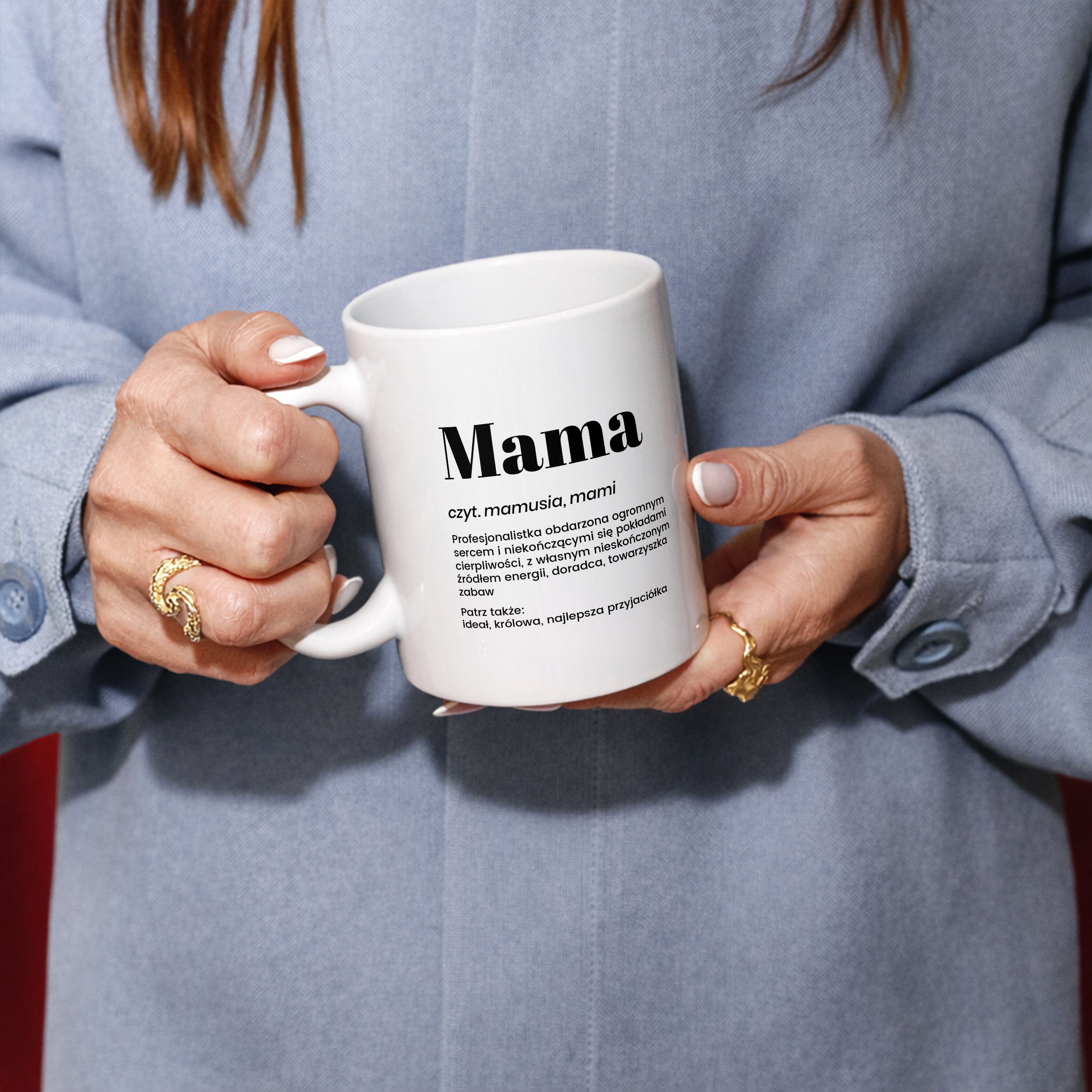 Biały kubek personalizowany - śmieszny prezent dla mamy 