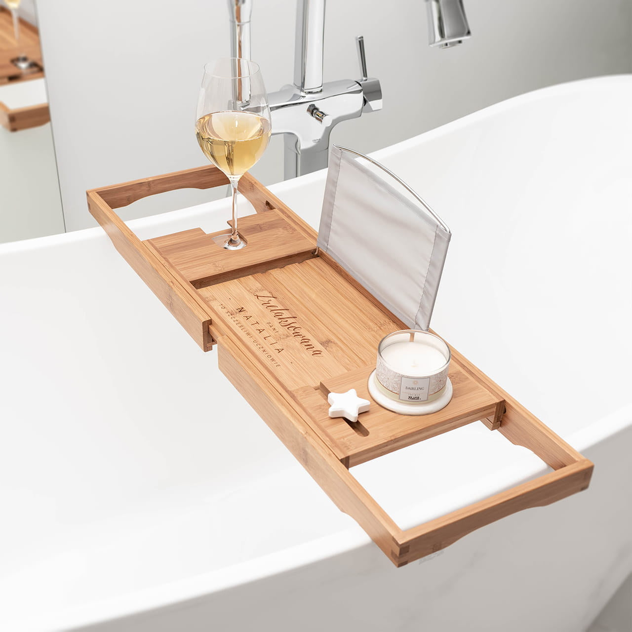 Drewniana półka na wannę na prezent dla wychowawczyni prezent dla nauczyciela prezent na dzień nauczyciela