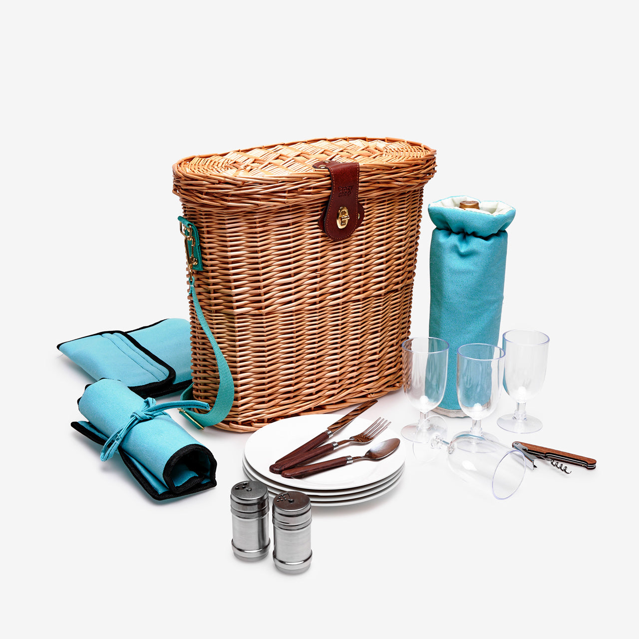 Koszyk piknikowy wiklinowy z paskiem