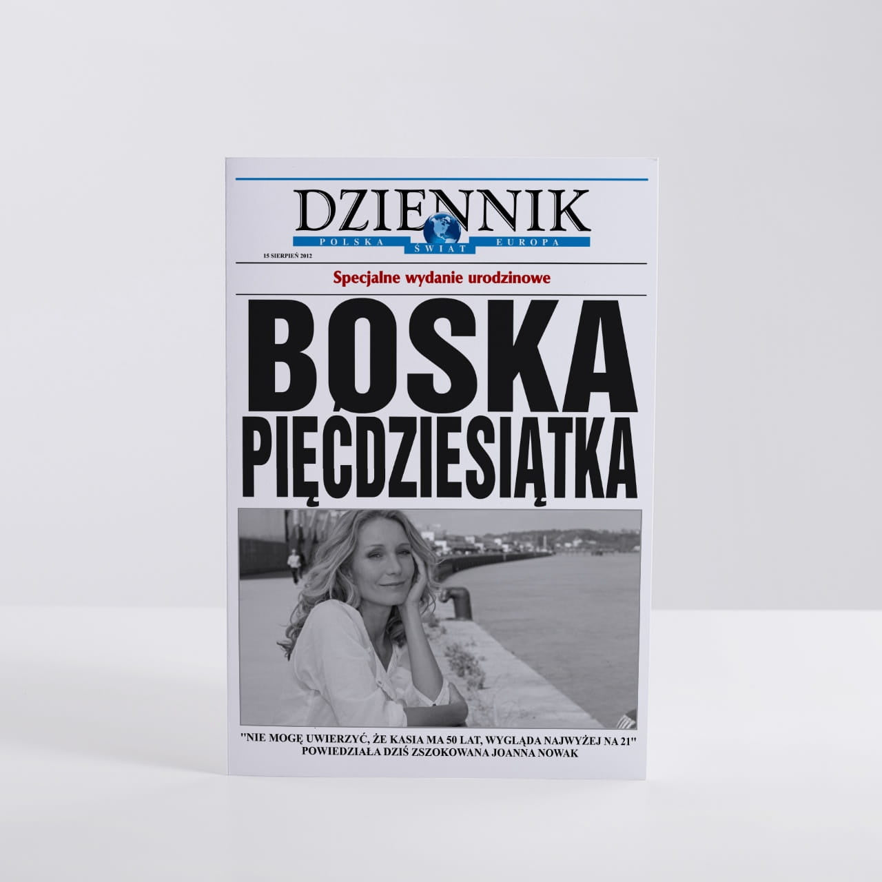 Duża kartka - okładka gazety - prezent na 50 dla kobiety