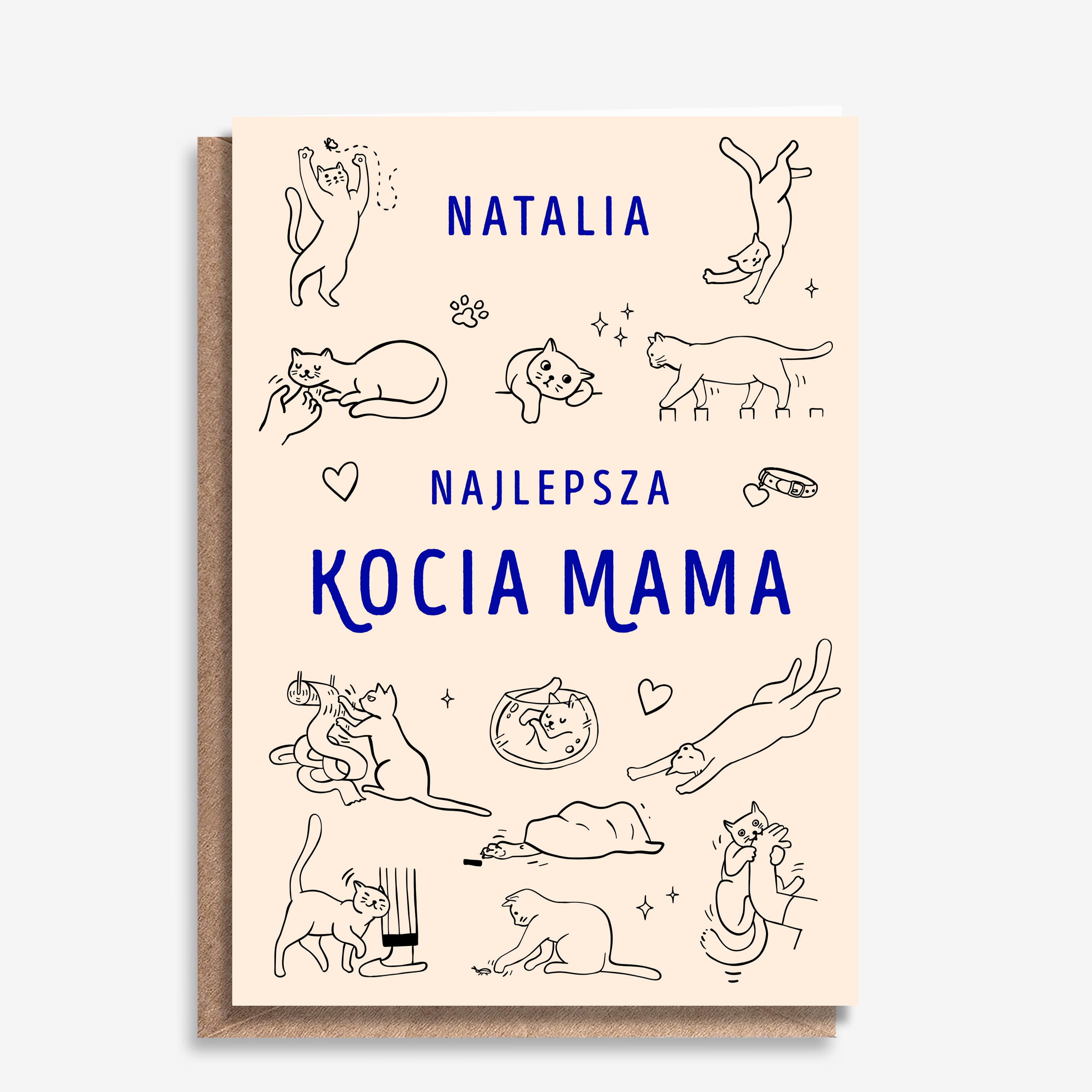 Kartka dla kociary - kocia mama pomysł na prezent dla kociary prezent dla kociej mamy prezent dla kociary