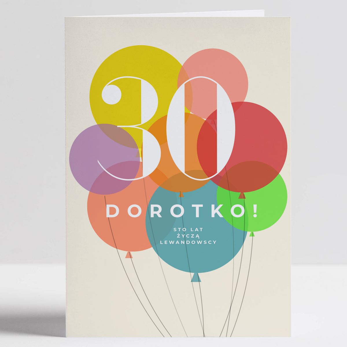 Kartka urodzinowa na 30 urodziny - balony