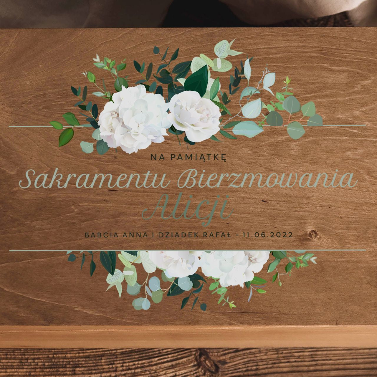 Personalizowane pudełko wspomnień - prezent na bierzmowanie pamiątka bierzmowania prezent religijny