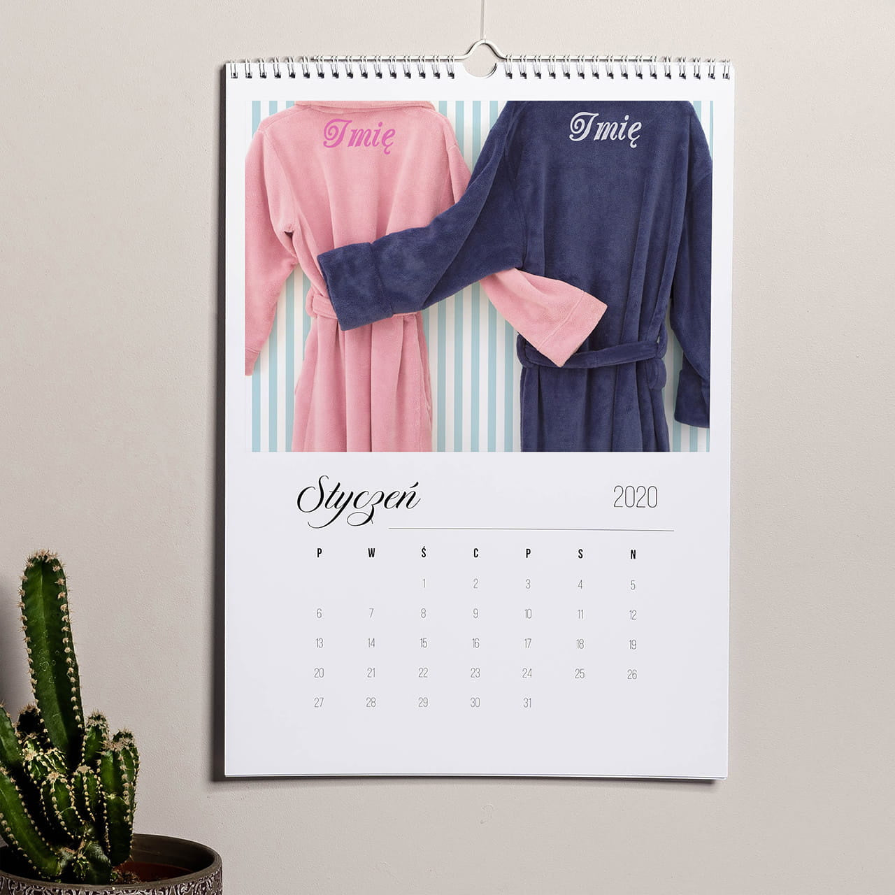 Personalizowany kalendarz wiszący dla pary na rocznicę ślubu