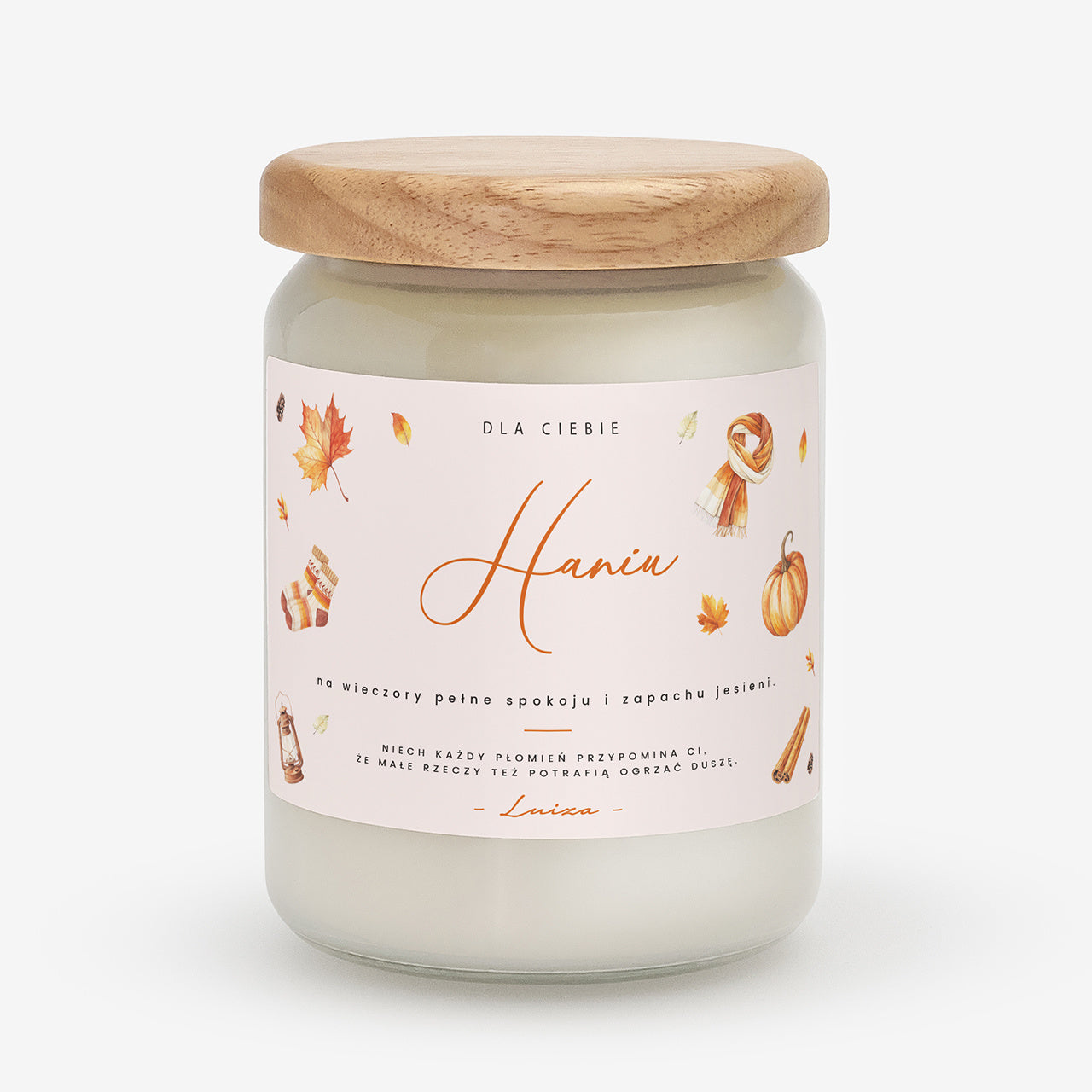 Personalizowana świeca dla jesieniary wyjątkowy prezent dla jesieniary świeca świeczka personalizowana