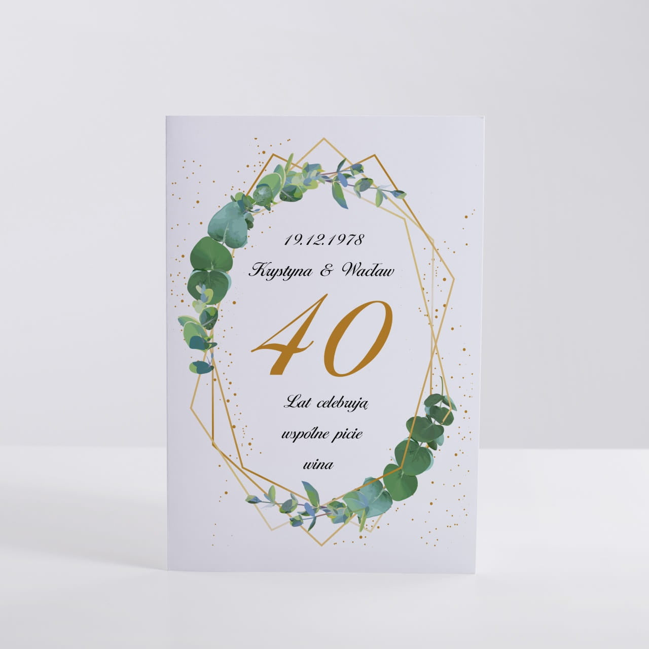 Kartka na 40 rocznicę ślubu - Listki upominek na ślub personalizowana kartka kartka na prezent