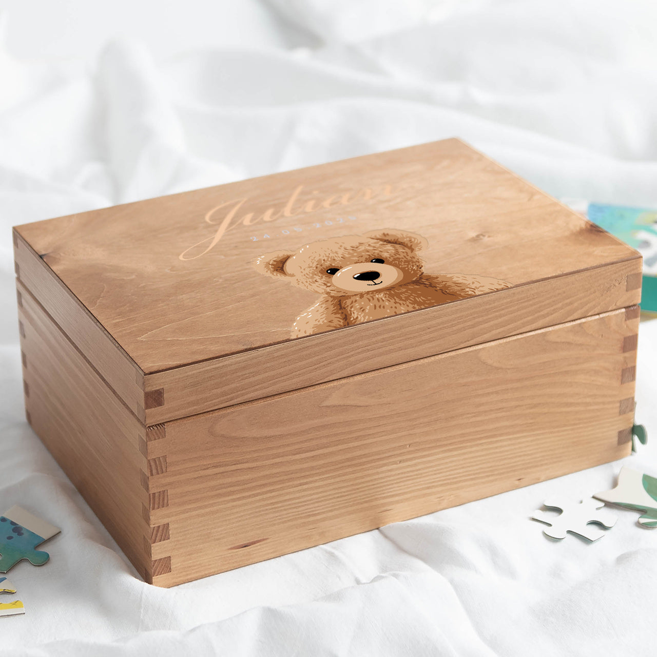 Memory Box - prezent dla dziecka pudełko na drobiazgi grawerowane pudełko dla dziecka skrzyneczka drewniana