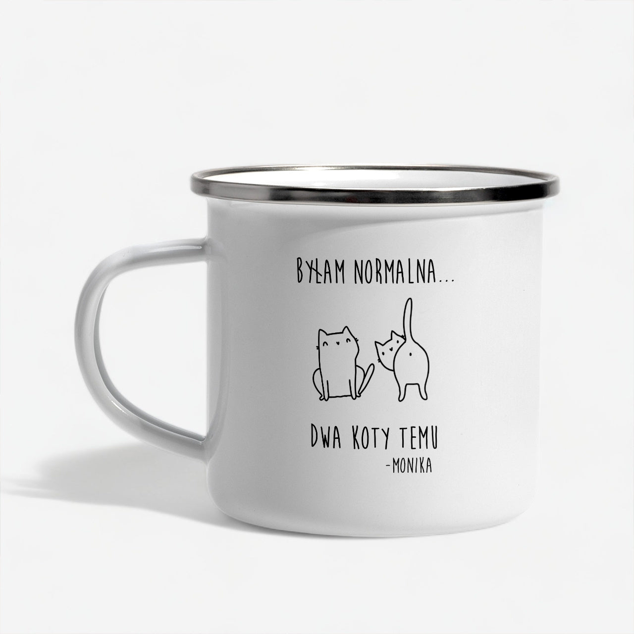Kubek emaliowany dla kociary - prezent dla dziewczyny prezent dla kociary personalizowany kubek emaliowany