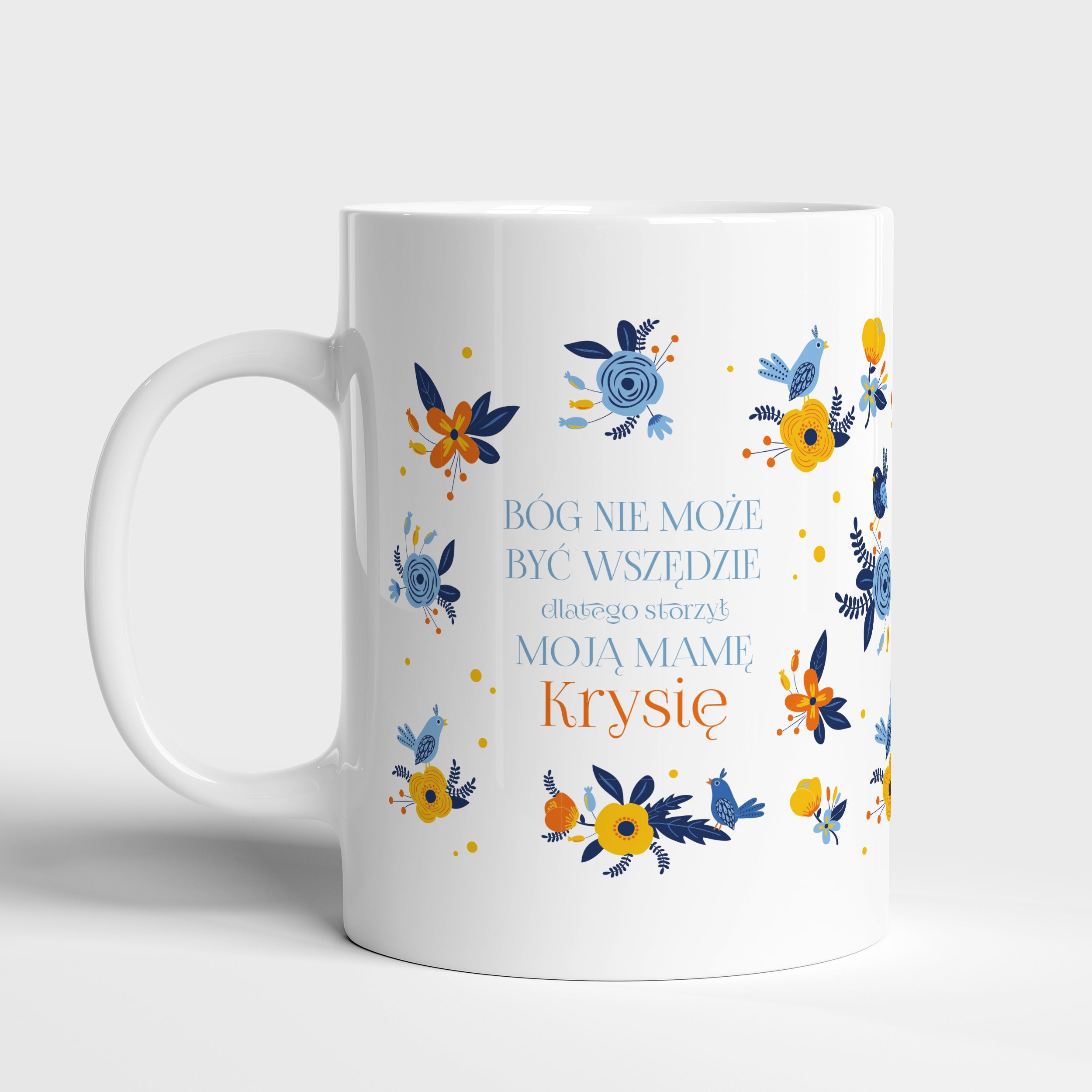 Kubek w kwiatki - prezent na imieniny mamy personalizowany kubek kubek dla mamy prezent dla mamy na imieniny