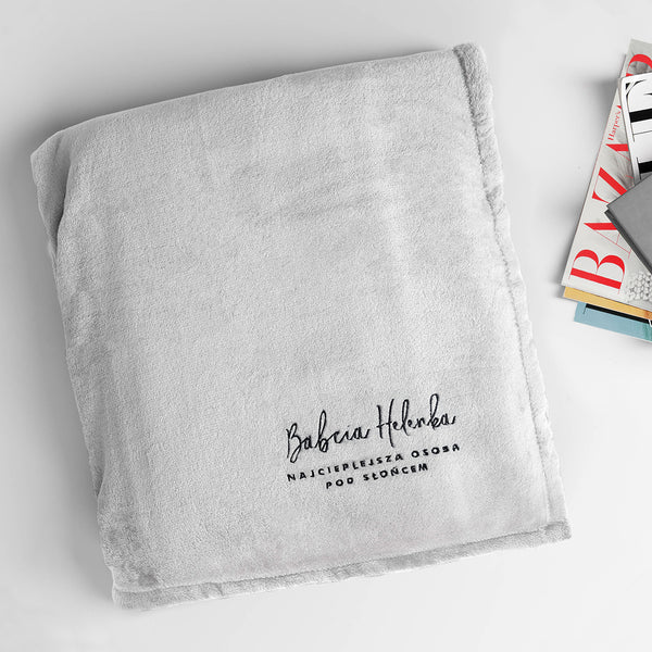 Haftowany koc dla babci - personalizowany prezent na Dzień Babci koc na Dzień Babci prezent dla babci