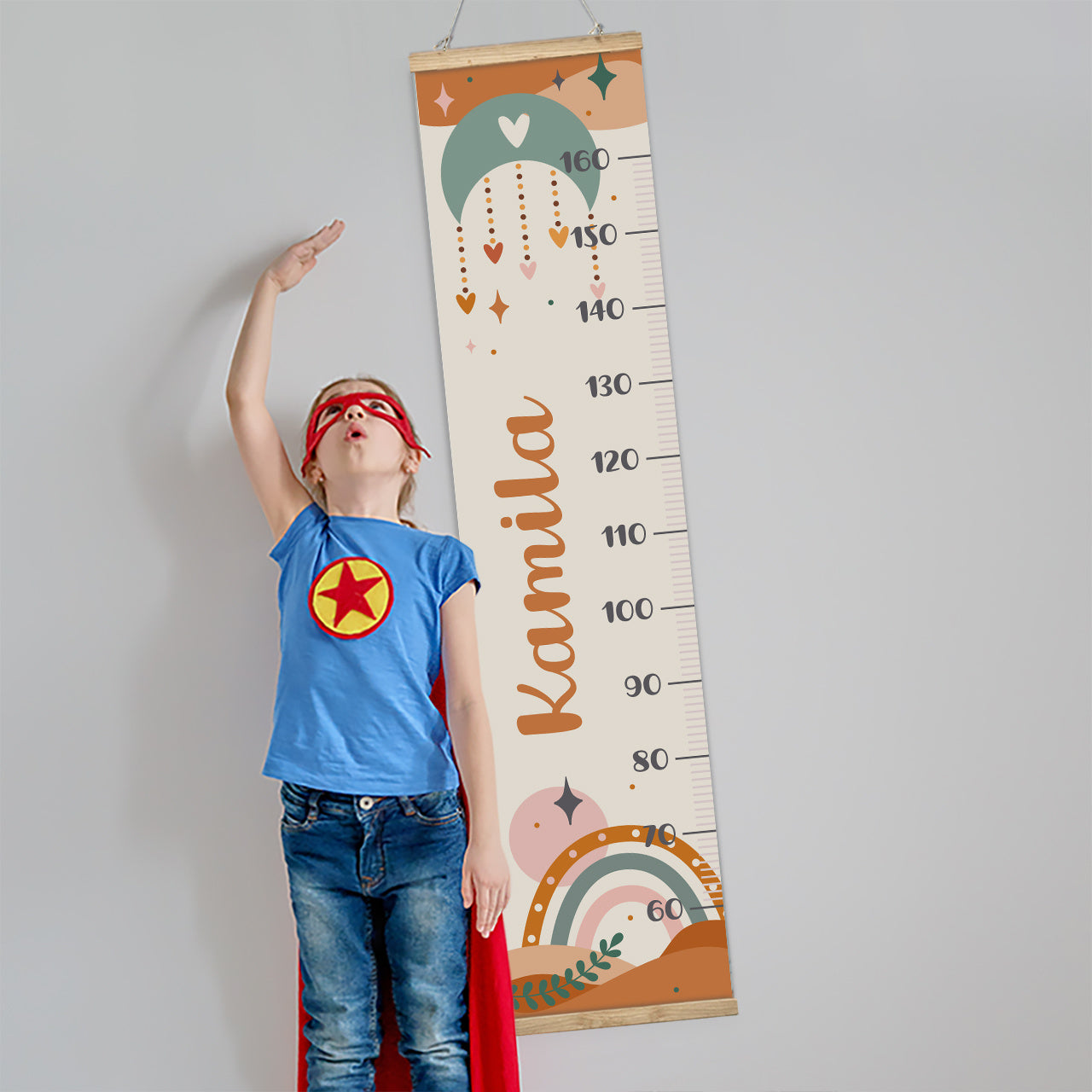 Personalizowana miarka wzrostu z tęczą