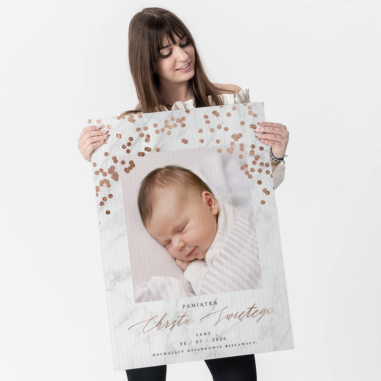 Personalizowana kartka na Chrzest dla dziewczynki pamiątka na chrzest upominek na chrzest