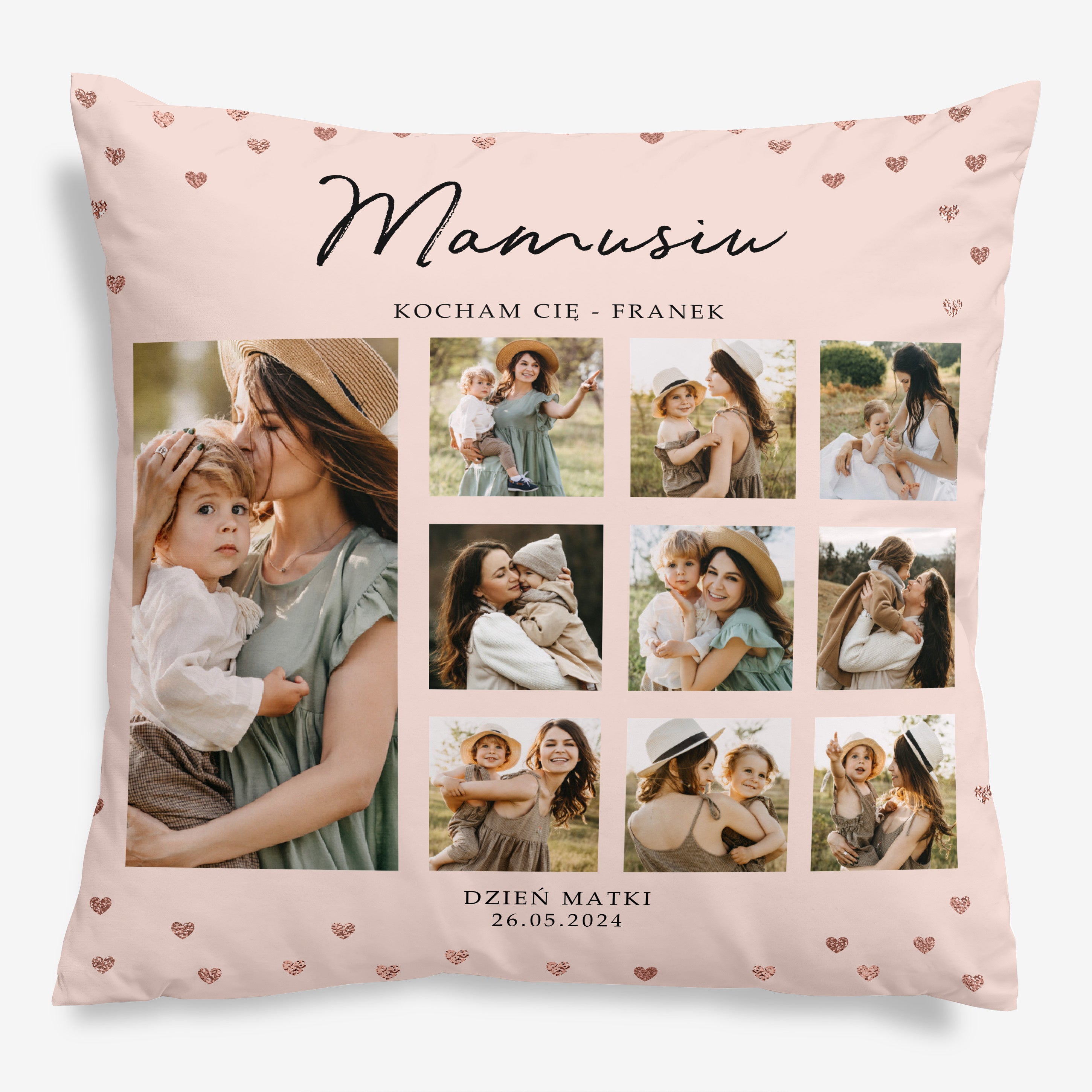 Personalizowana poduszka na Dzień Mamy - kolaż zdjęć