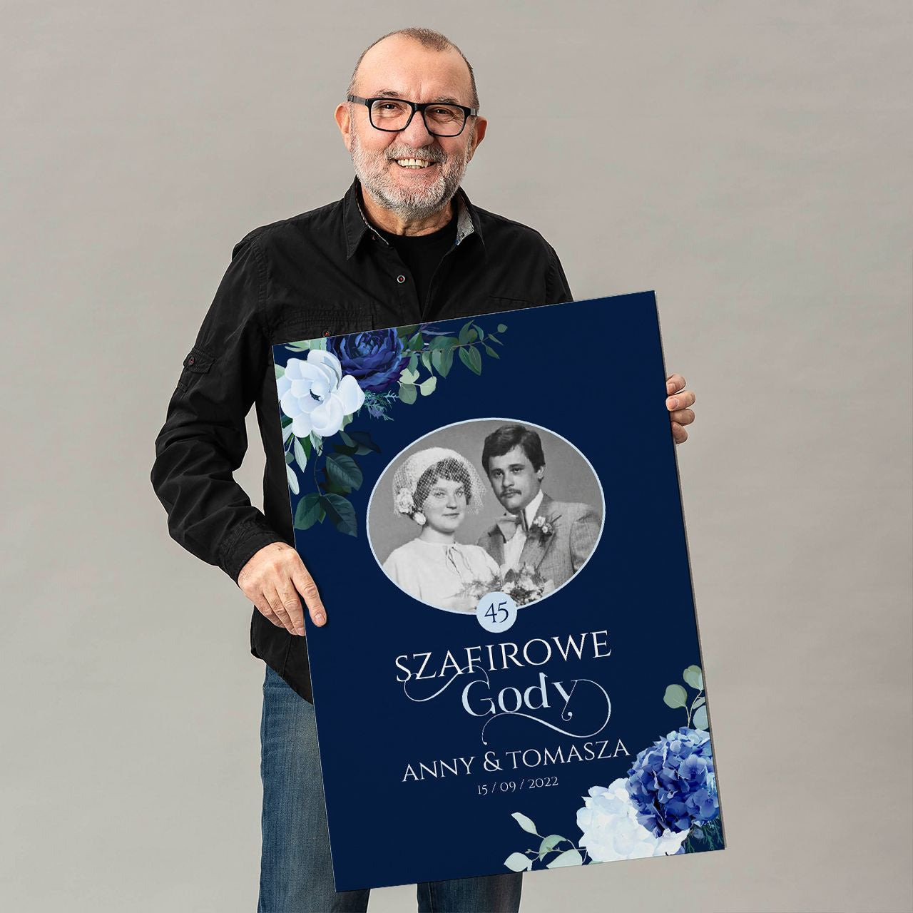 Kartka na 45 rocznicę ślubu - prezent na szafirowe gody