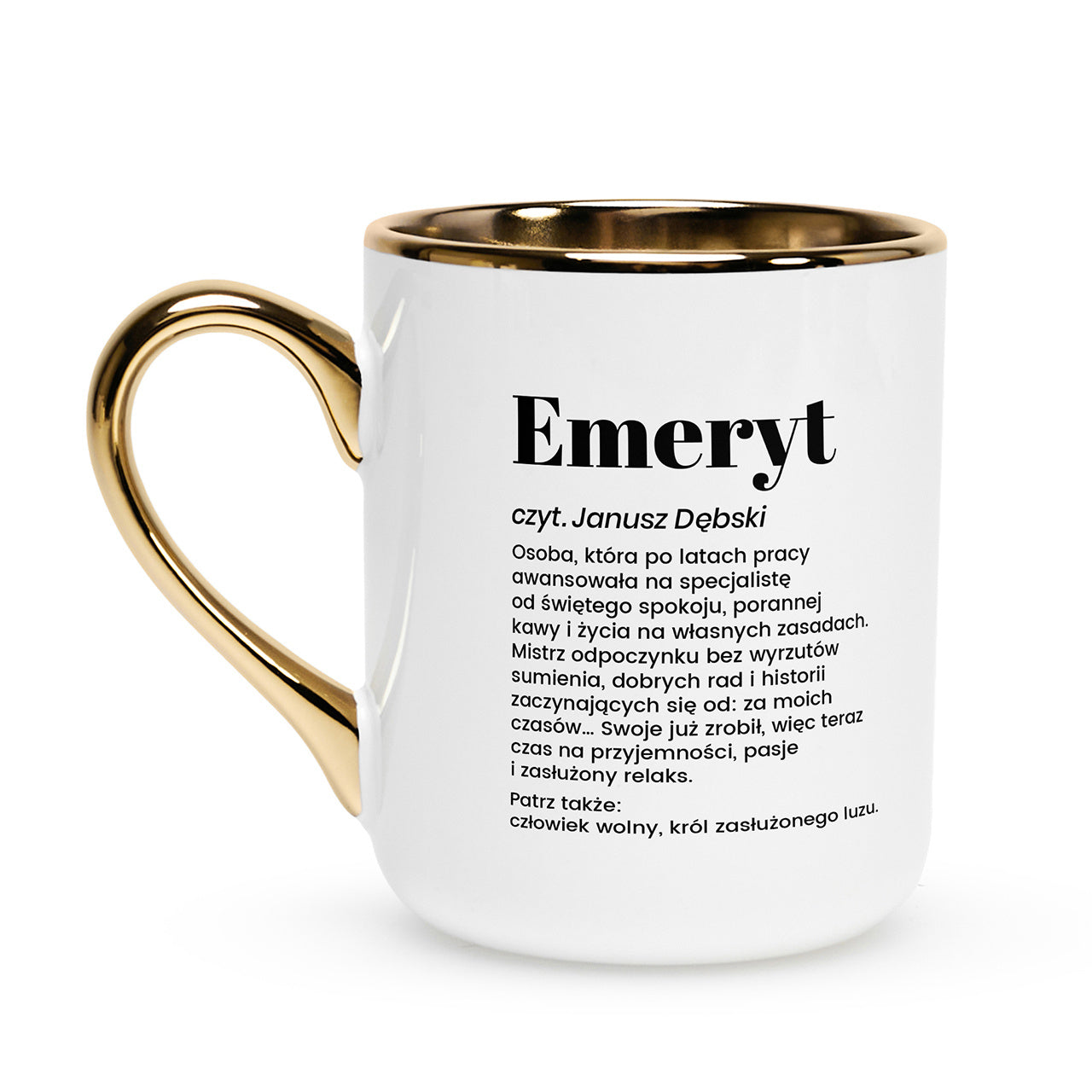 Kubek elegancki dla emeryta - śmieszny prezent dla emeryta