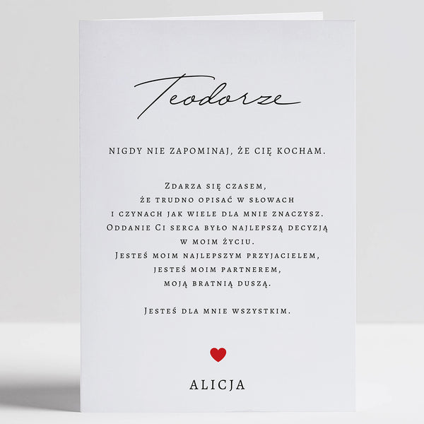 Kartka personalizowana na walentynki - z życzeniami kartka walentynkowa upominek na walentynki