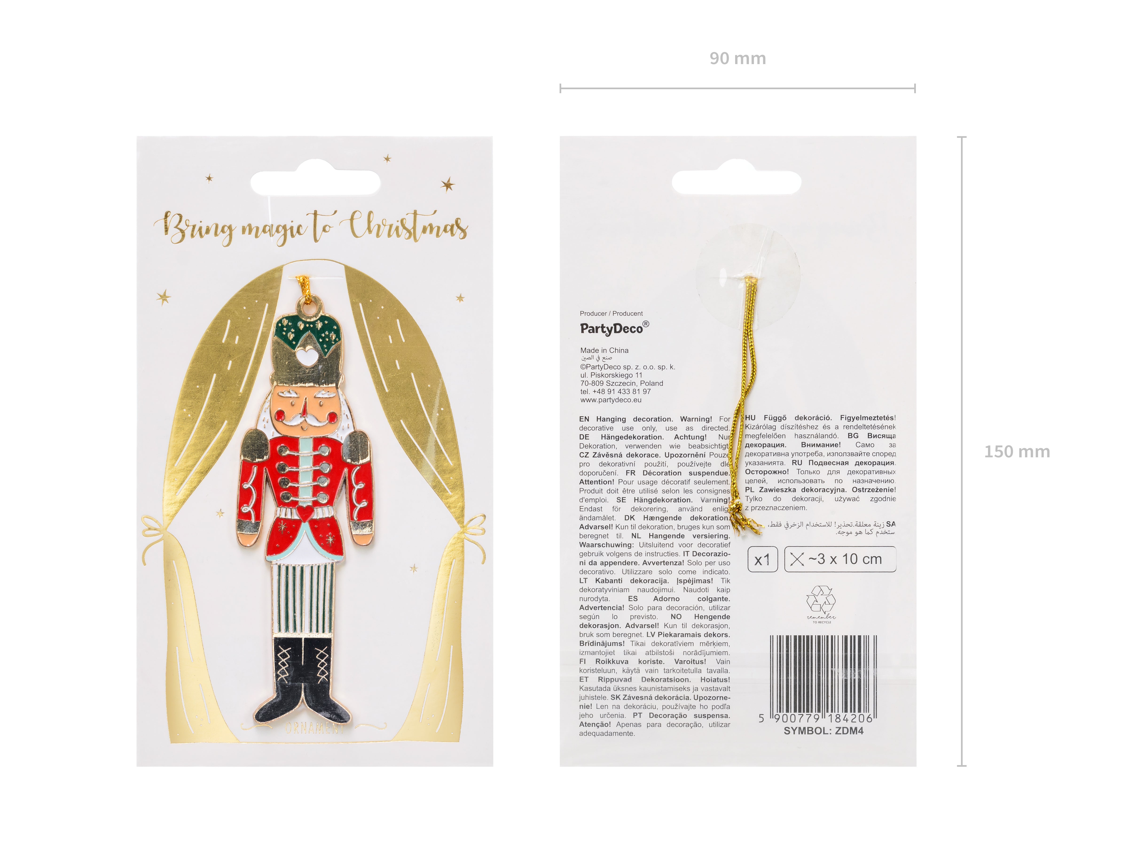 Zawieszka na choinkę Metalowa bombka Dziadek do orzechów