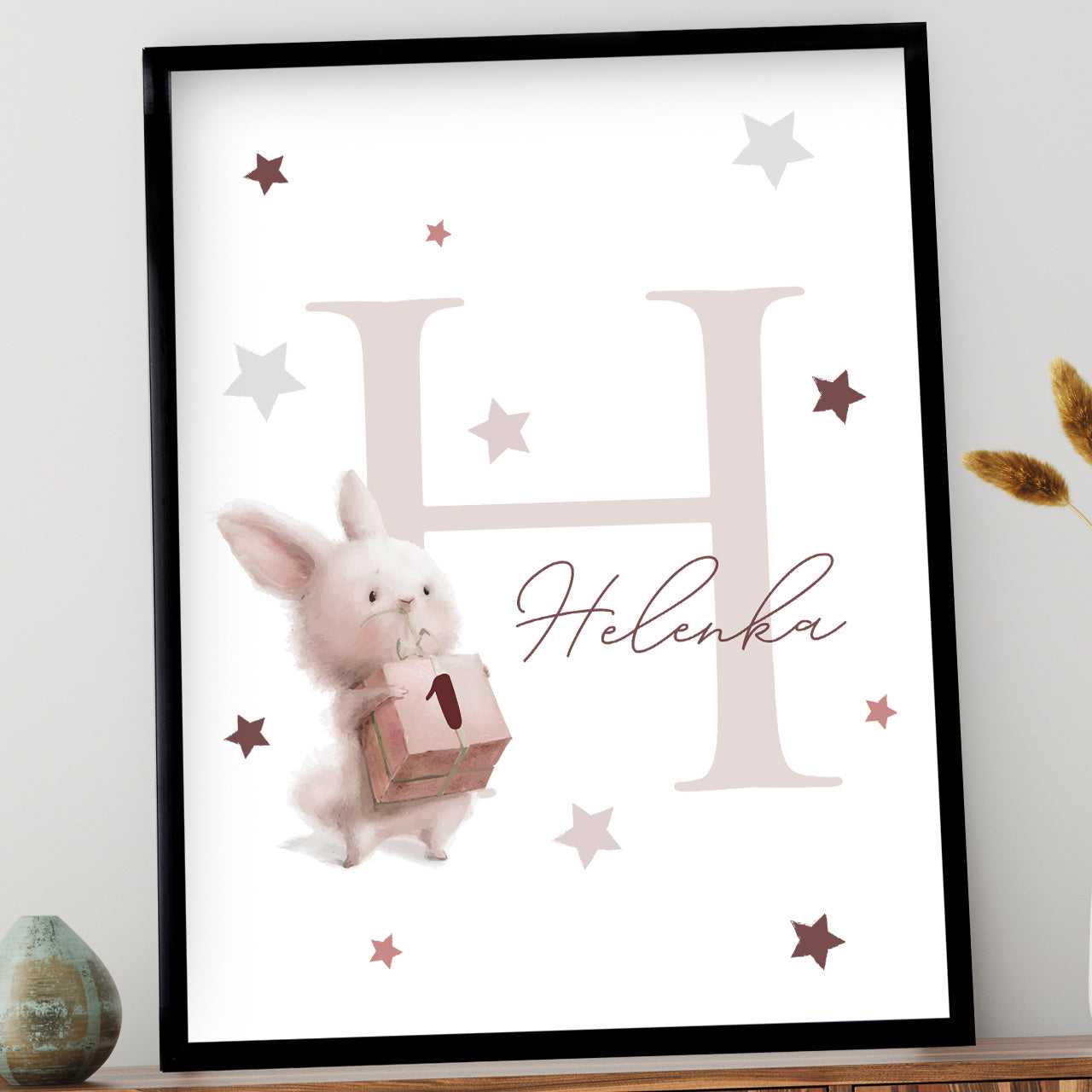 Plakat dla chrześniaczki z króliczkiem