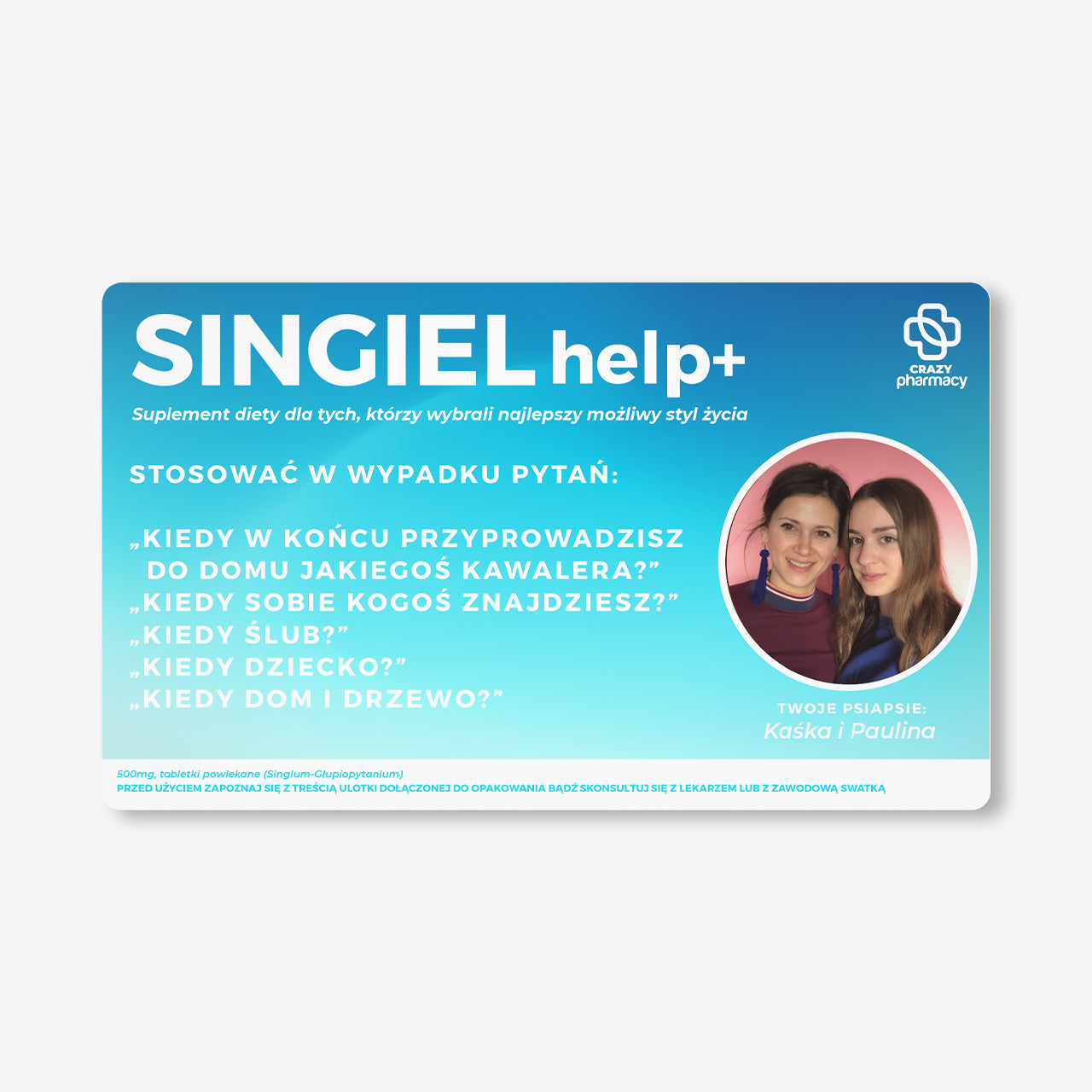 Zestaw prezentowy: miętówki + etykieta do naklejenia - Singiel Help prezent dla singla singielki