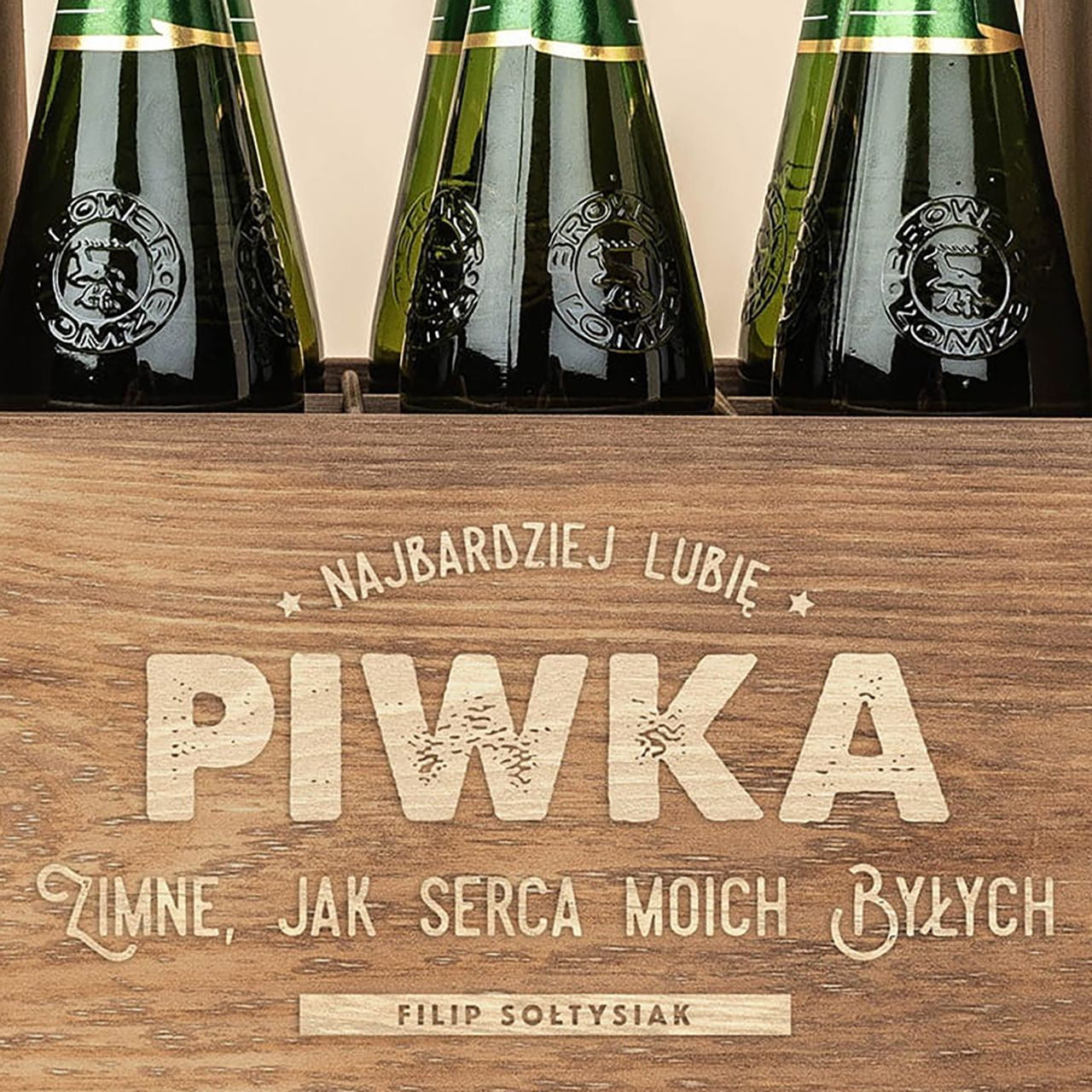 Nosidło na piwo - Serca byłych - śmieszny prezent dla kolegi przyjaciela skrzynka na piwo z grawerem