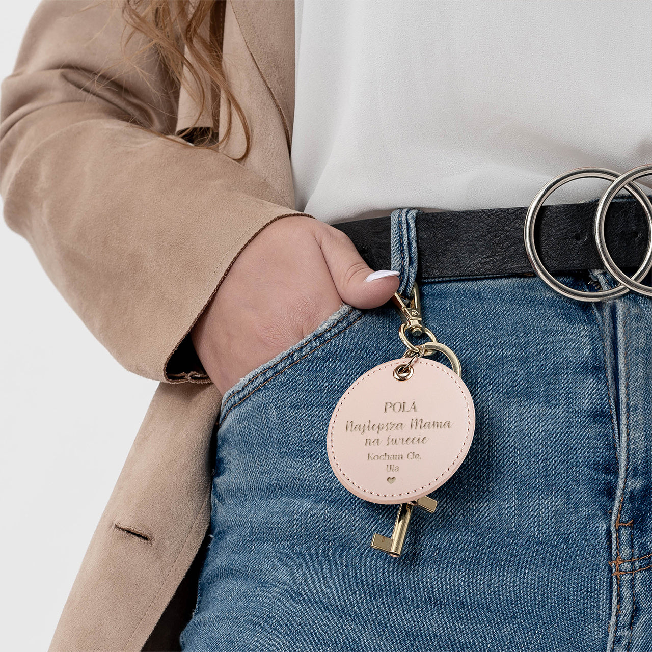 Skórzany brelok z grawerem dla mamy brelok dla mamy prezent dla mamy na Dzień Mamy