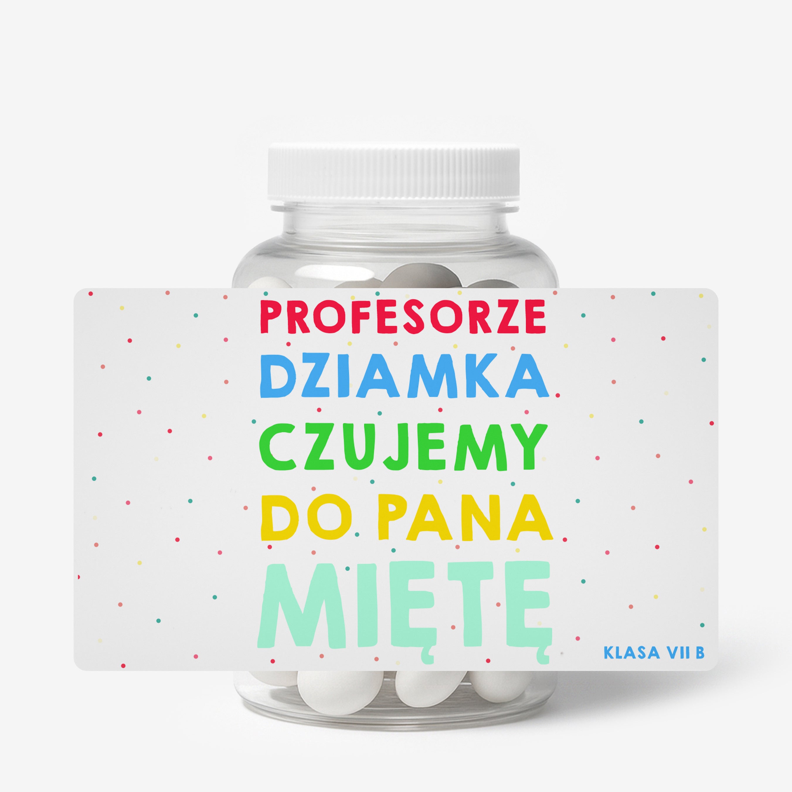 Miętówki + etykieta dekoracyjna do samodzielnego naklejenia - upominek dla nauczyciela
