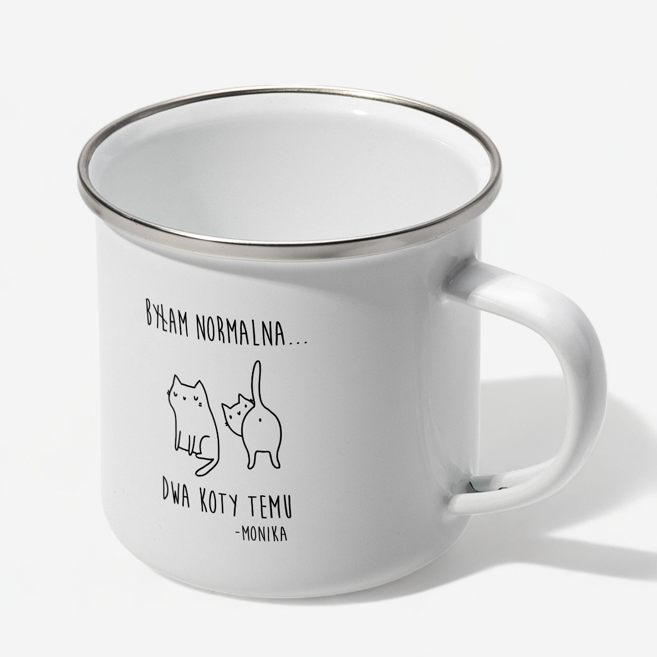 Kubek emaliowany dla kociary - prezent dla dziewczyny prezent dla kociary personalizowany kubek emaliowany