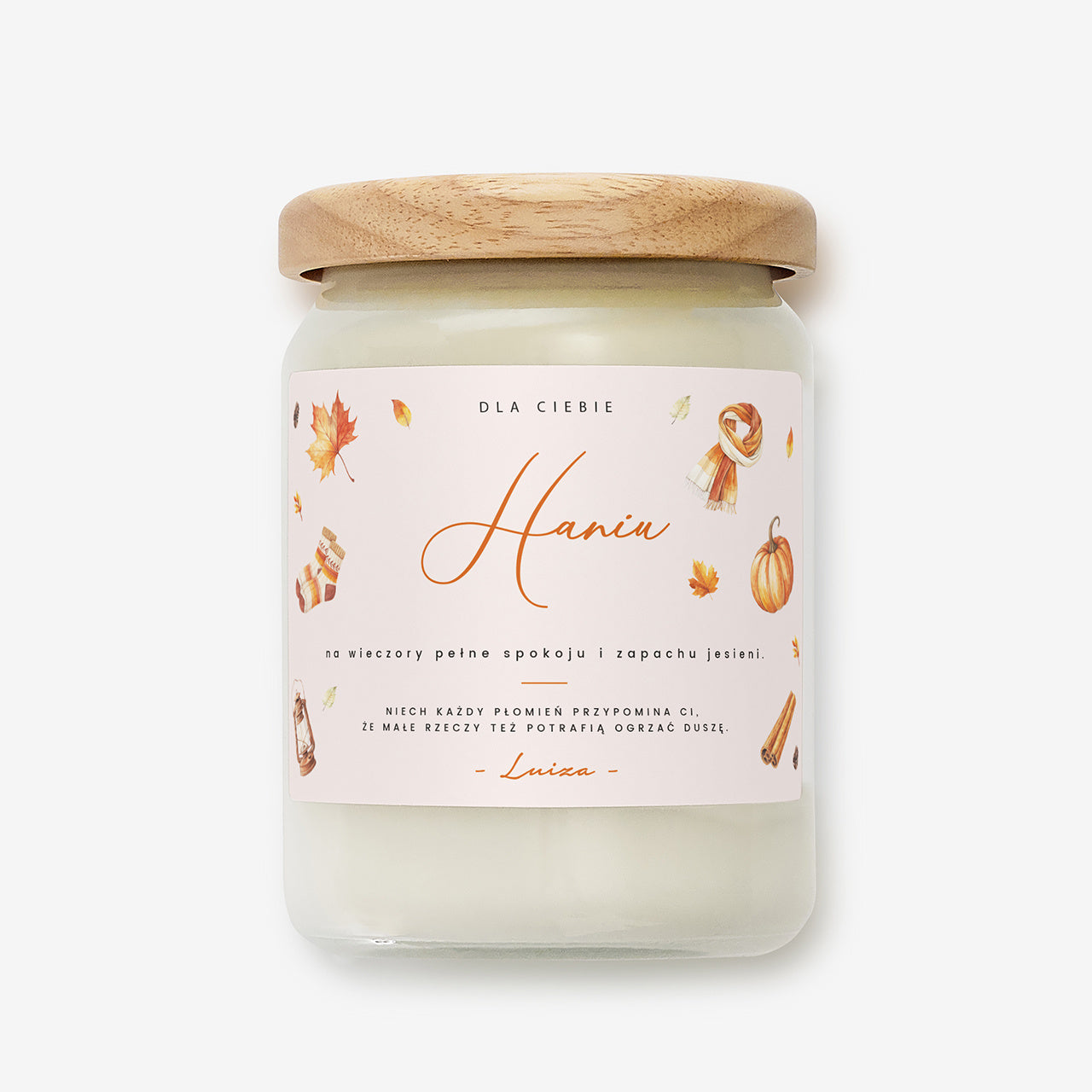 Personalizowana świeca dla jesieniary wyjątkowy prezent dla jesieniary świeca świeczka personalizowana