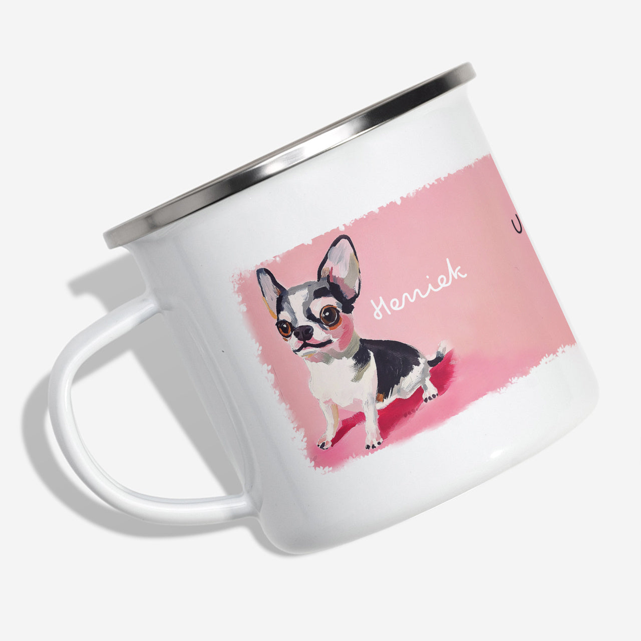 Kubek emaliowany dla miłośniczki psów - chihuahua
