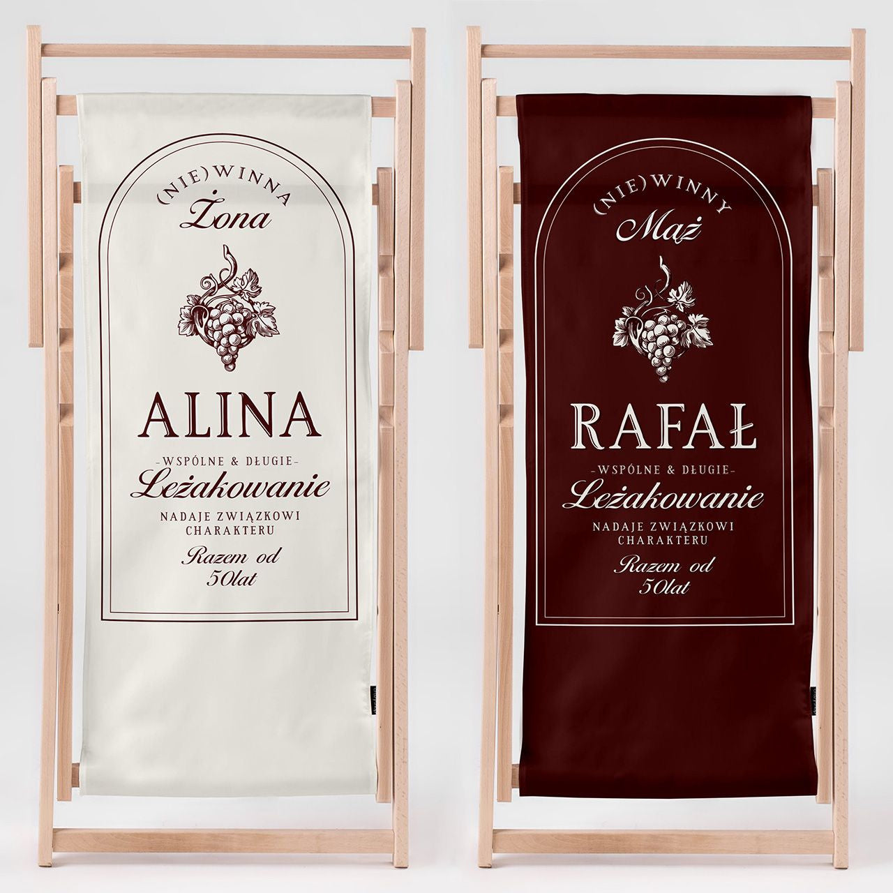Personalizowany komplet leżaków - prezent dla pary na rocznicę ślubu