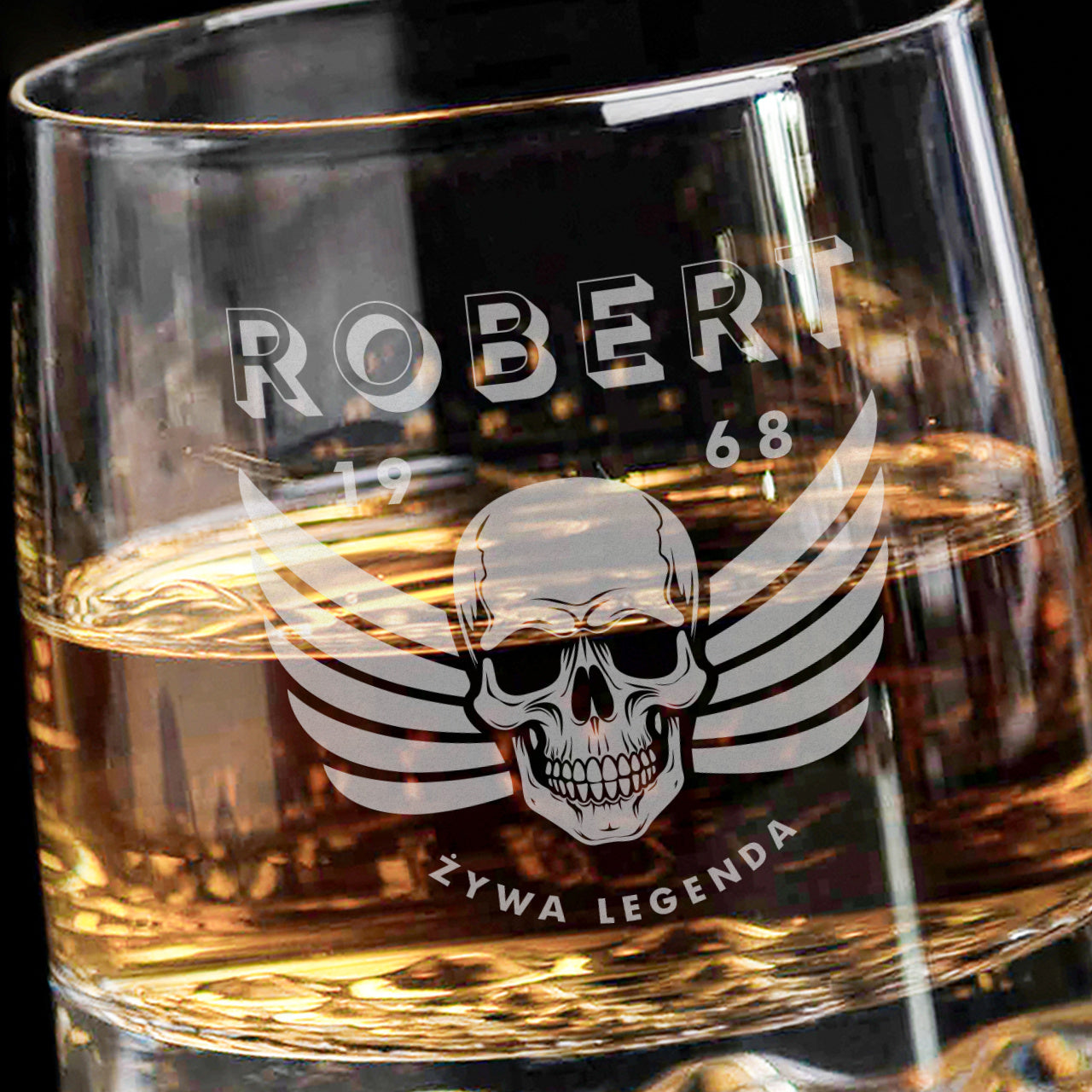 Szklanka do whisky z grawerem - Żywa Legenda - prezent dla motocyklisty prezent dla taty, prezent dla niego