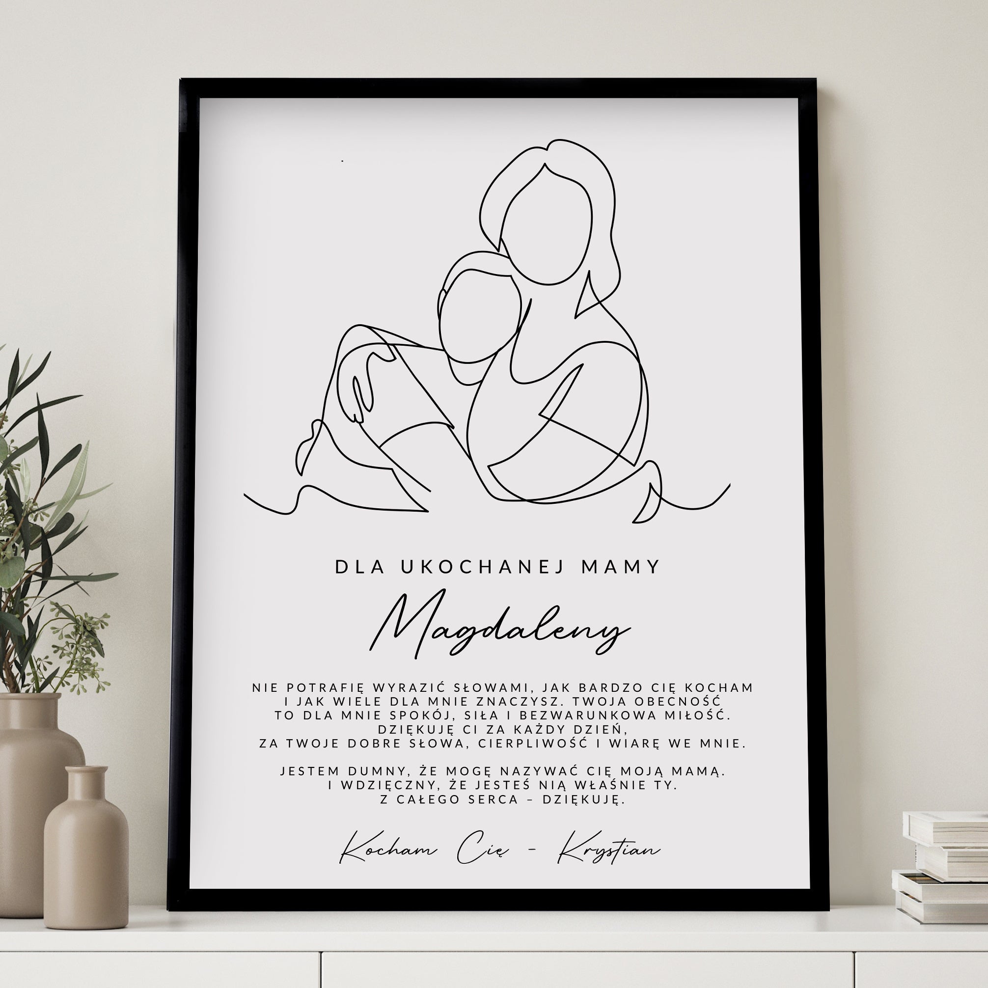 Personalizowany plakat - prezent na Dzień Mamy od syna plakat dla mamy wyjątkowy prezent dla mamy