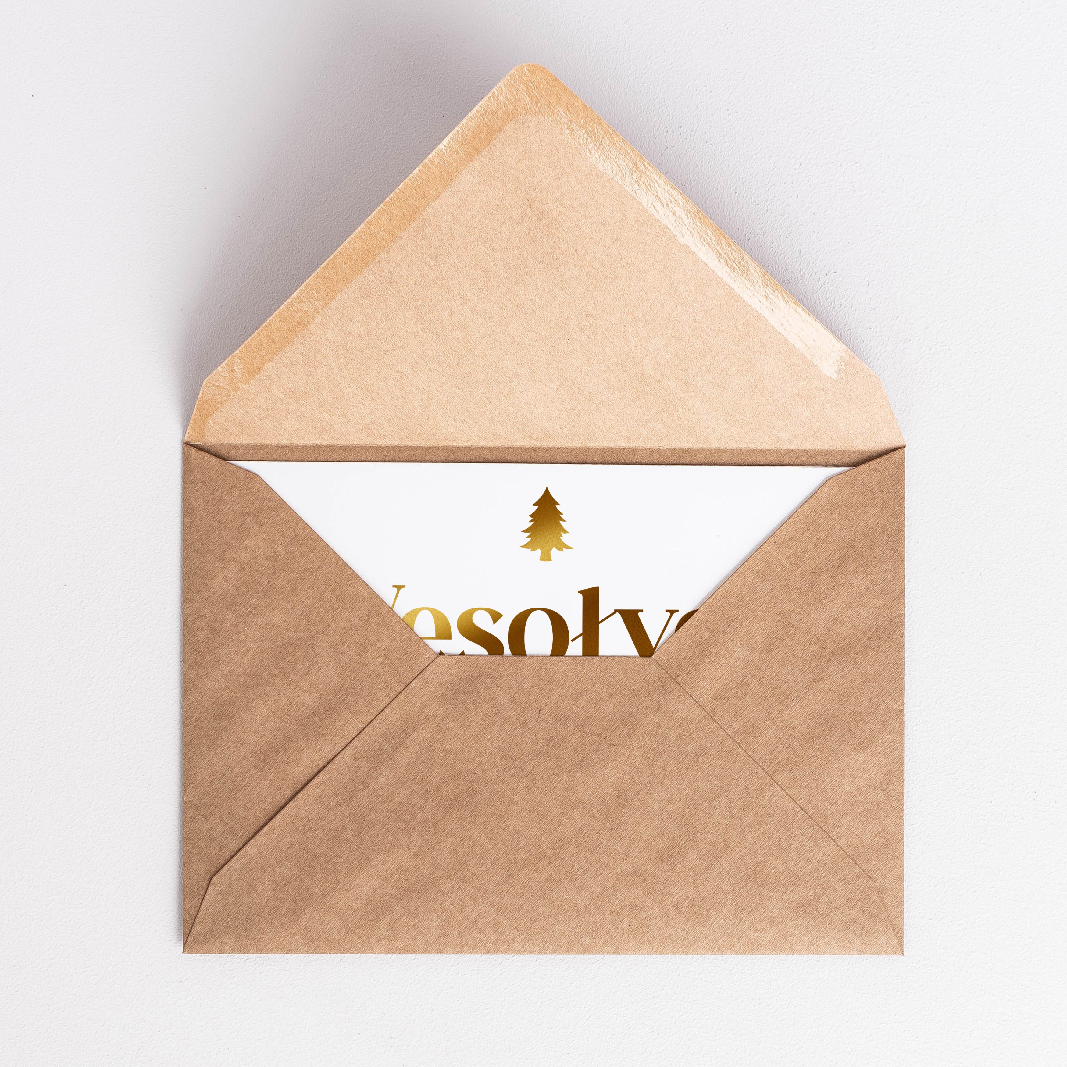 Personalizowana kartka świąteczna ze złoceniem - Wesołych Świąt