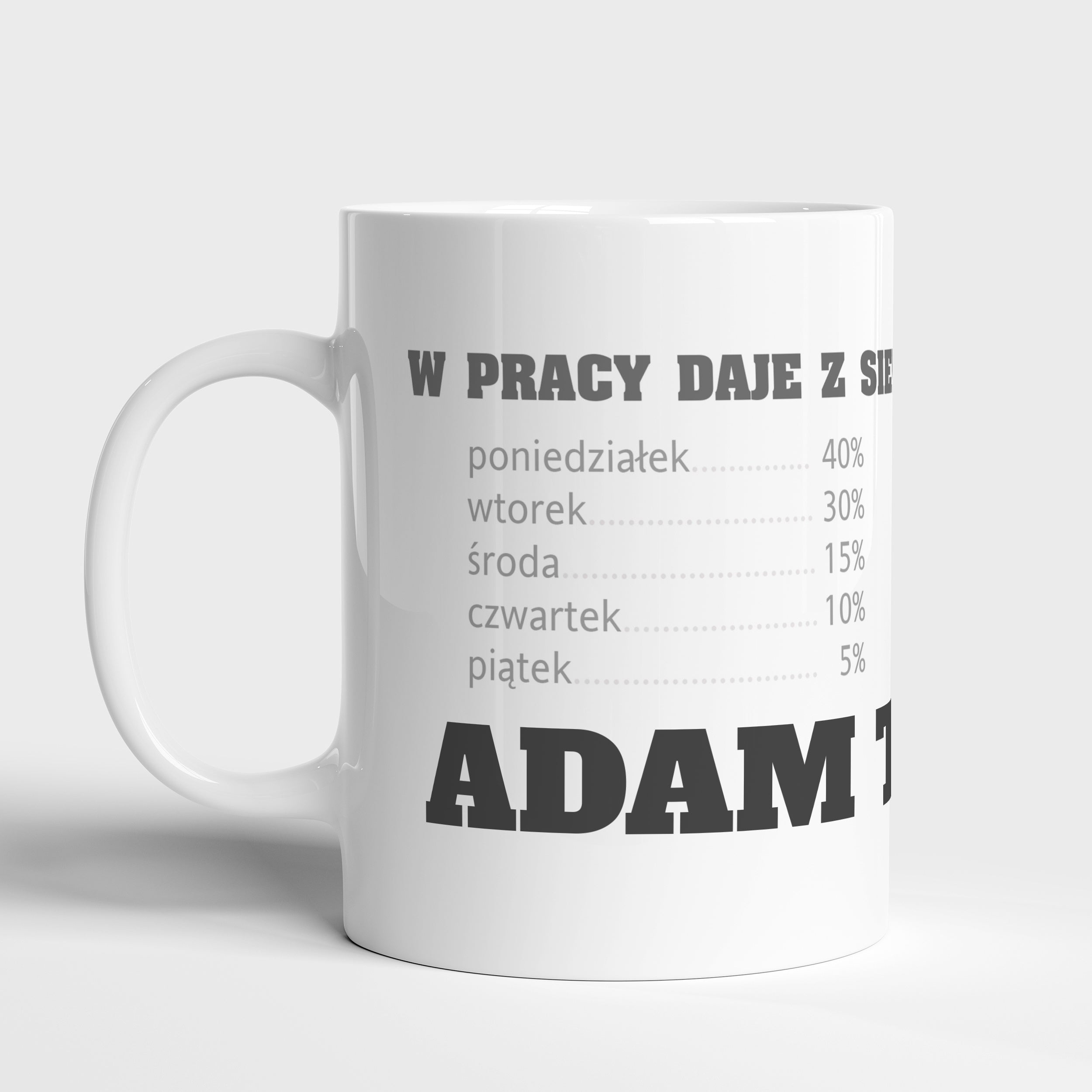 Śmieszny kubek dla pracownika - Sto Procent kubek z nadrukiem personalizowany kubek prezent dla pracownika