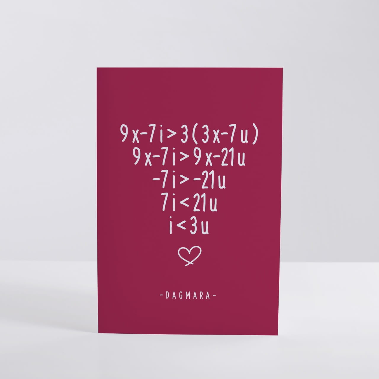 Kartka dla chłopaka na walentynki - równanie miłości