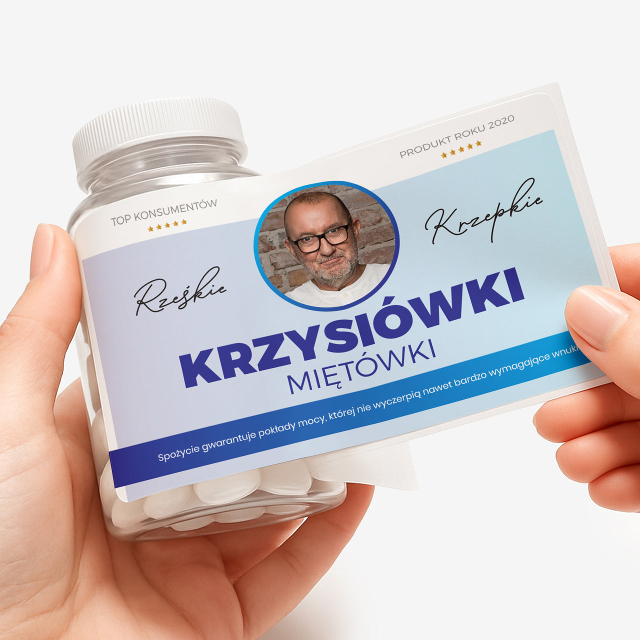 Zestaw prezentowy: miętówki + etykieta do naklejenia - upominek dla dziadka