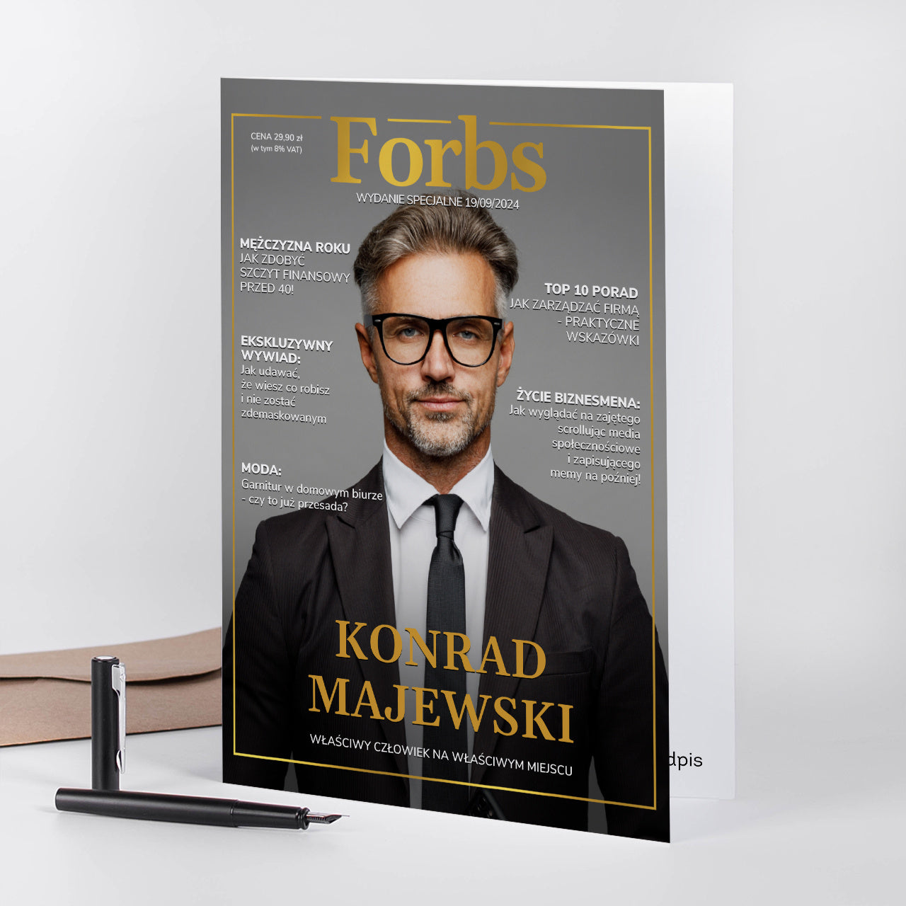 Kartka dla szefa ze zdjęciem - Forbs A4