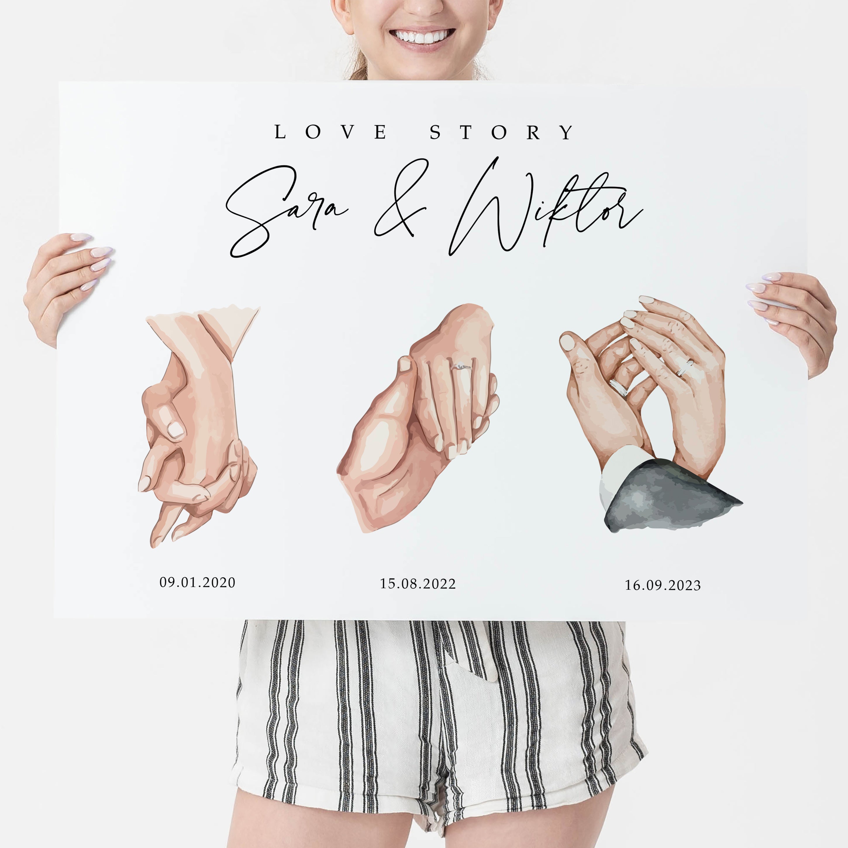 Personalizowany plakat ślubny Love Story - prezent dla pary prezent dla młodej pary prezent na ślub