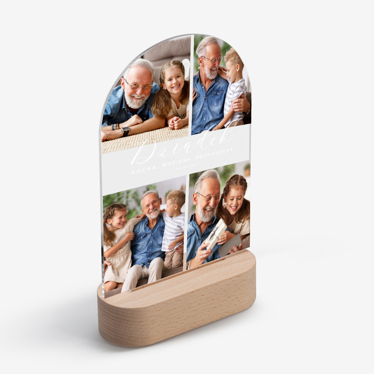 Personalizowana lampka-ramka LED - Kolaż Zdjęć - statuetka dla dziadka