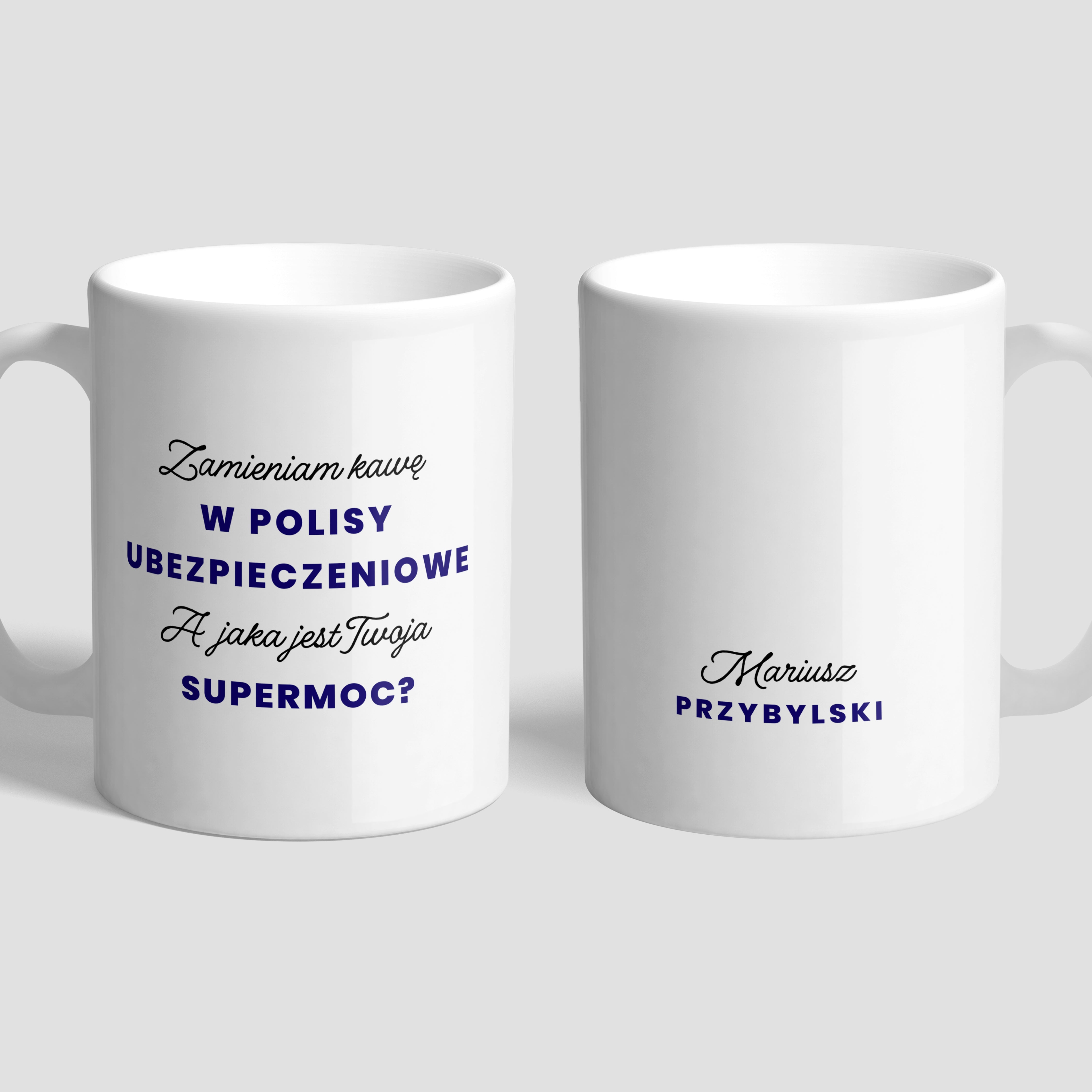 Kubek personalizowany - Polisy - śmieszny prezent dla agenta ubezpieczeniowego z nadrukiem
