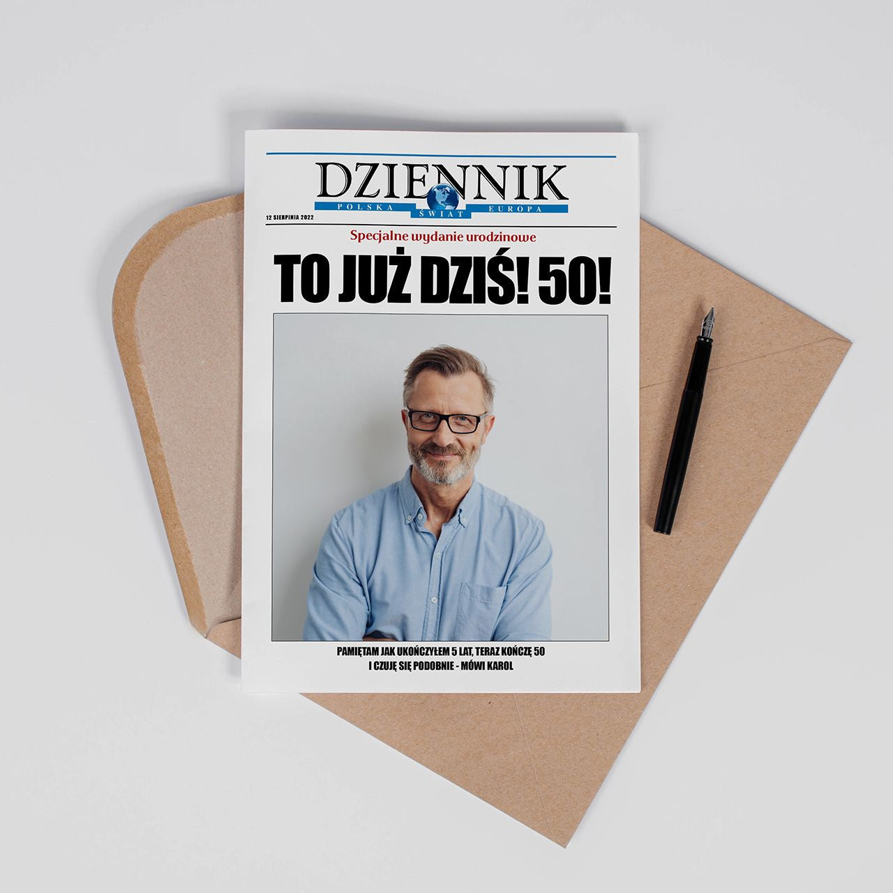 Kartka na 50 urodziny ze zdjęciem Dziennik A4