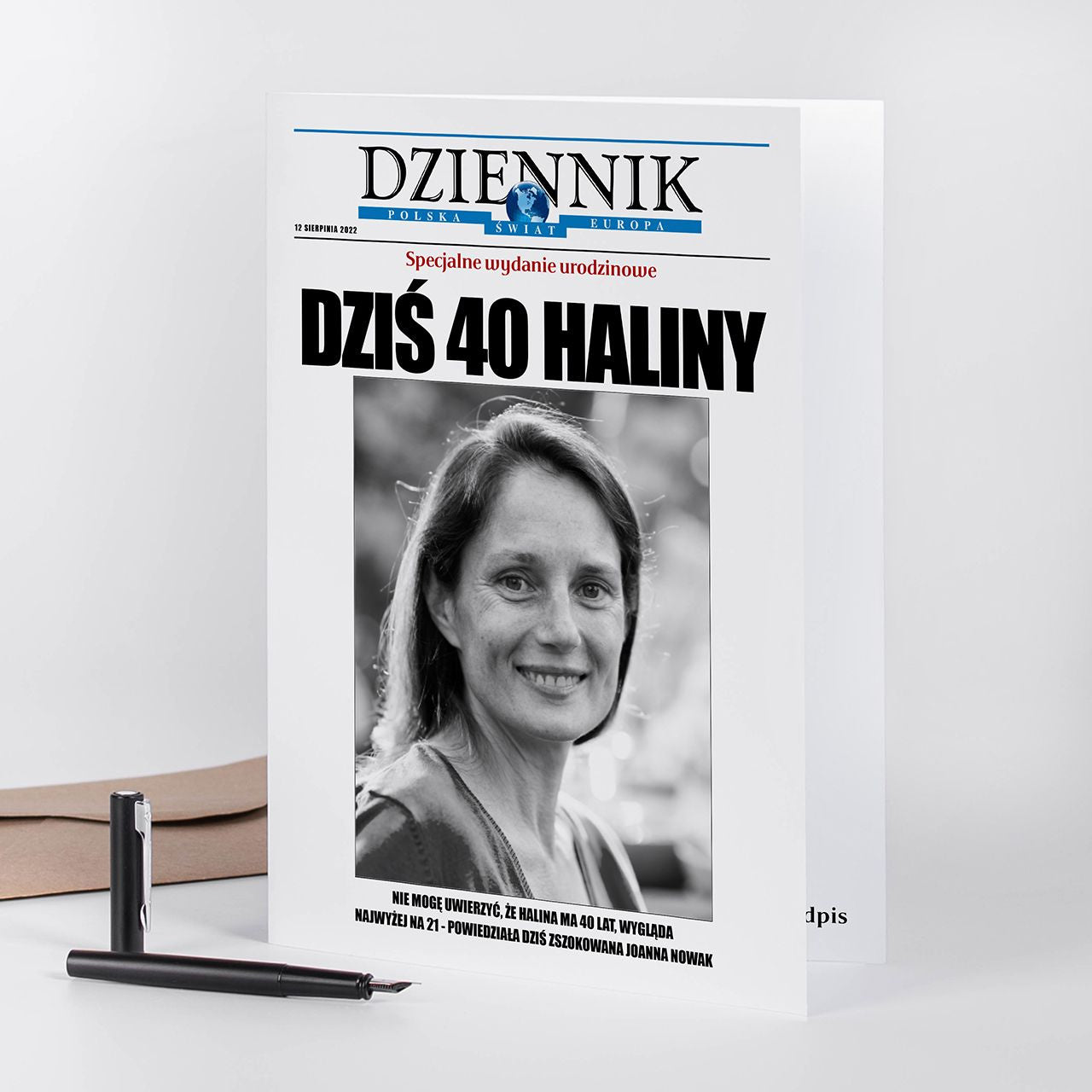 Fotokartka na 40 urodziny - Dziennik A4