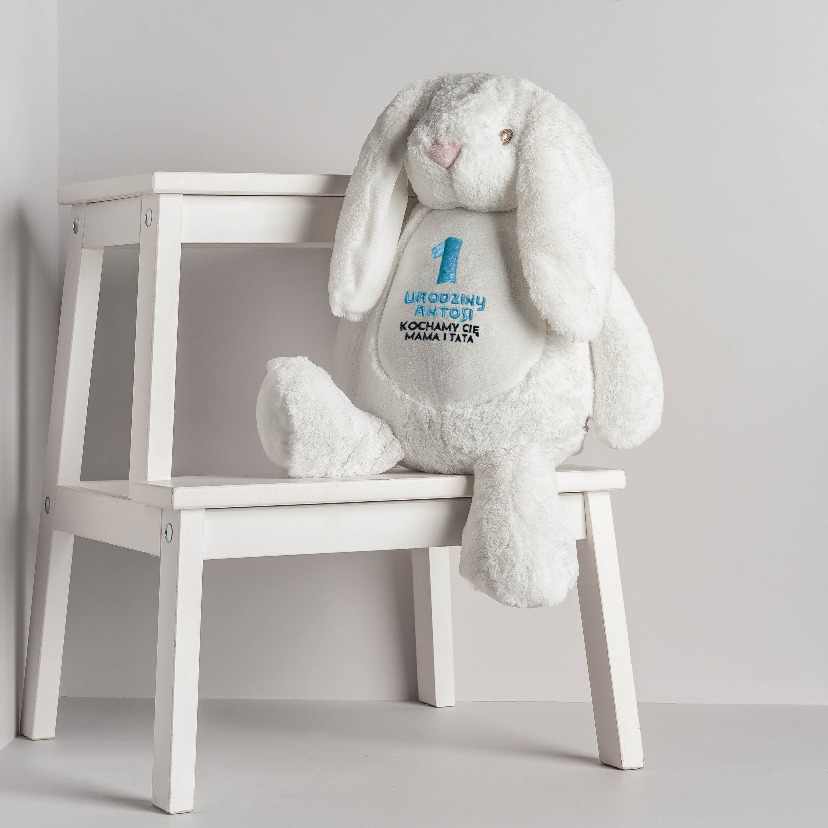 Personalizowany pluszak na Roczek - królik pluszak królik prezent na roczek prezent dla dziecka na roczek