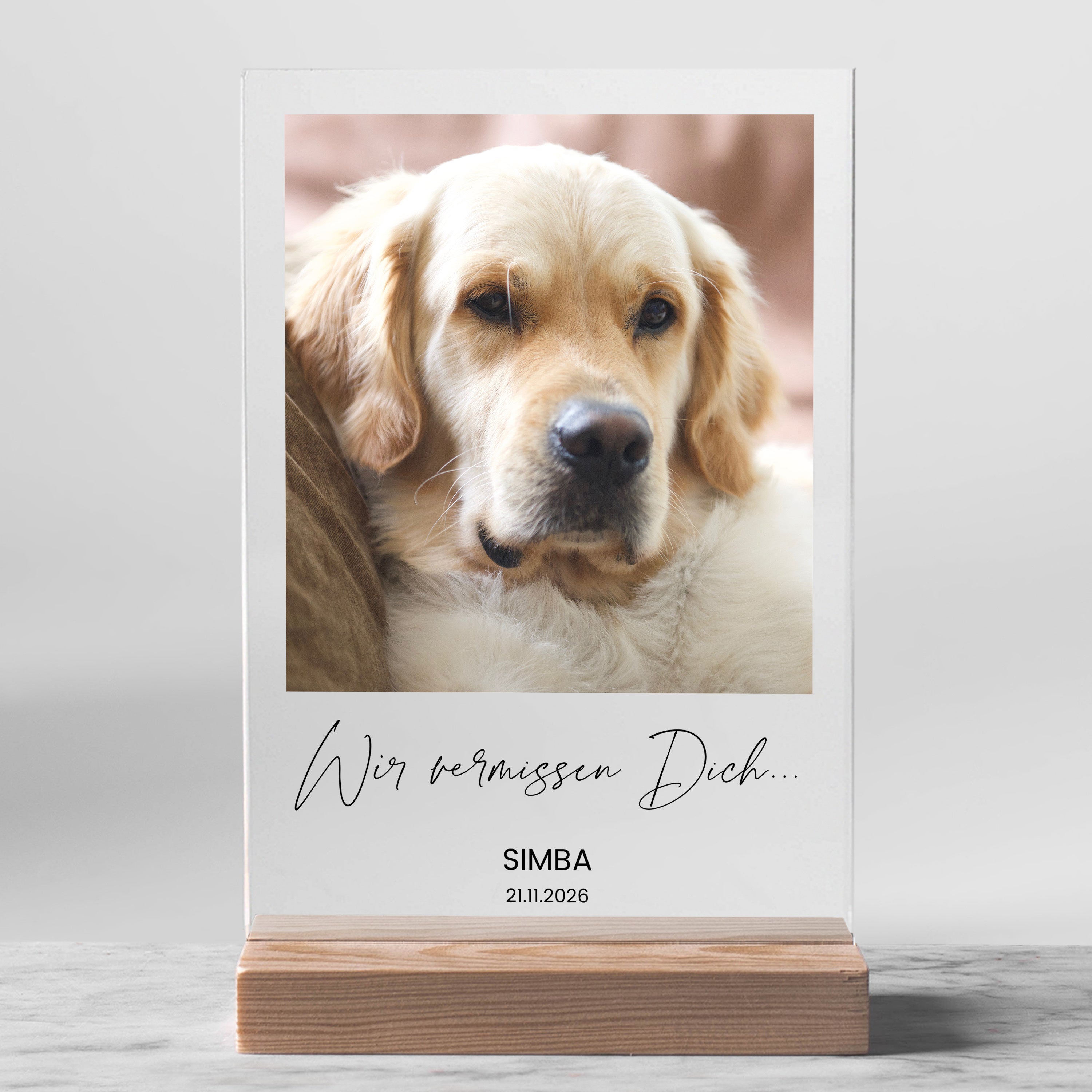 Statuette mit Foto ANDENKEN AN DEN HUND