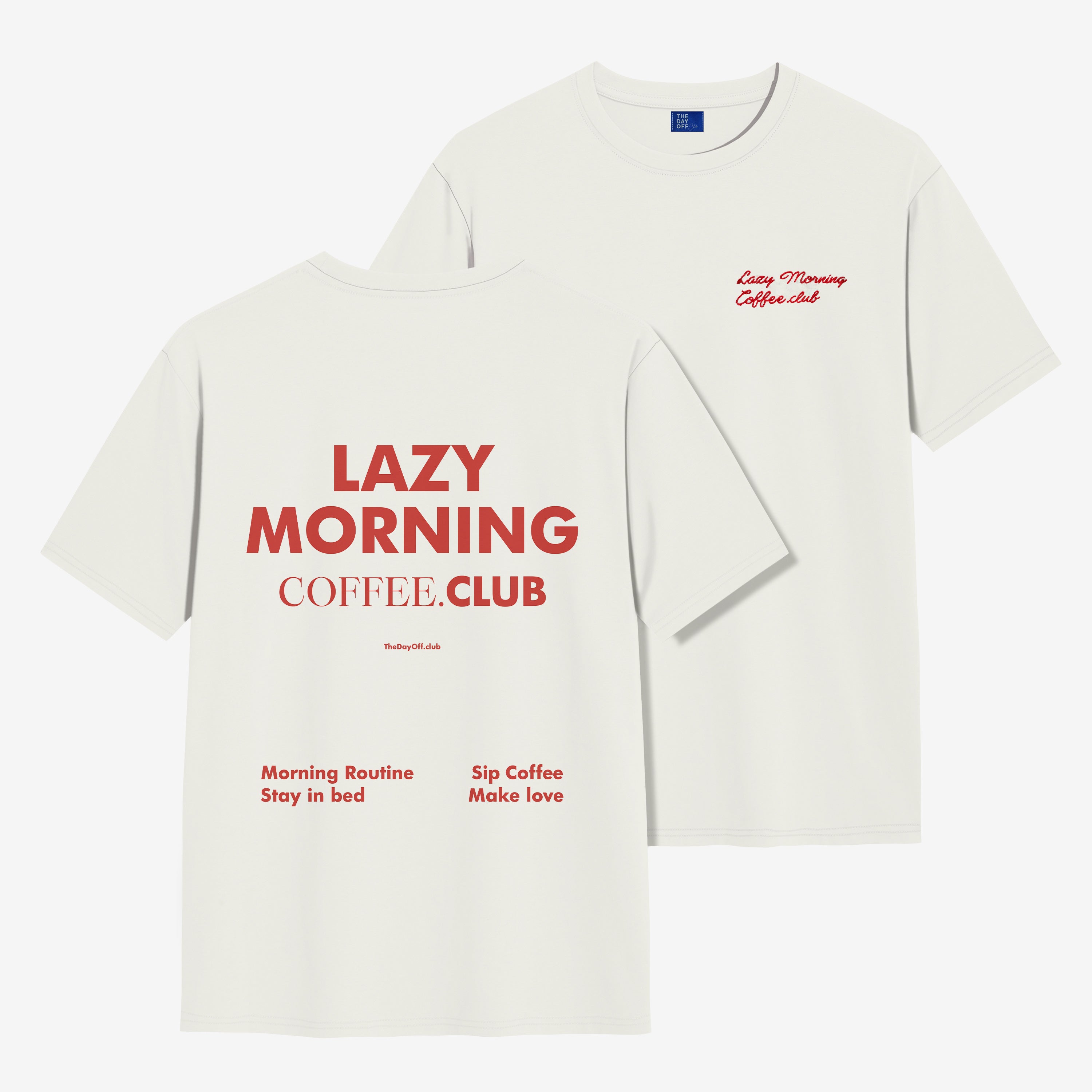 Koszulka TheDayOff Lazy Morning Coffee prezent dla kawosza koszulka dla miłośnika kawy koszulka z nadrukiem