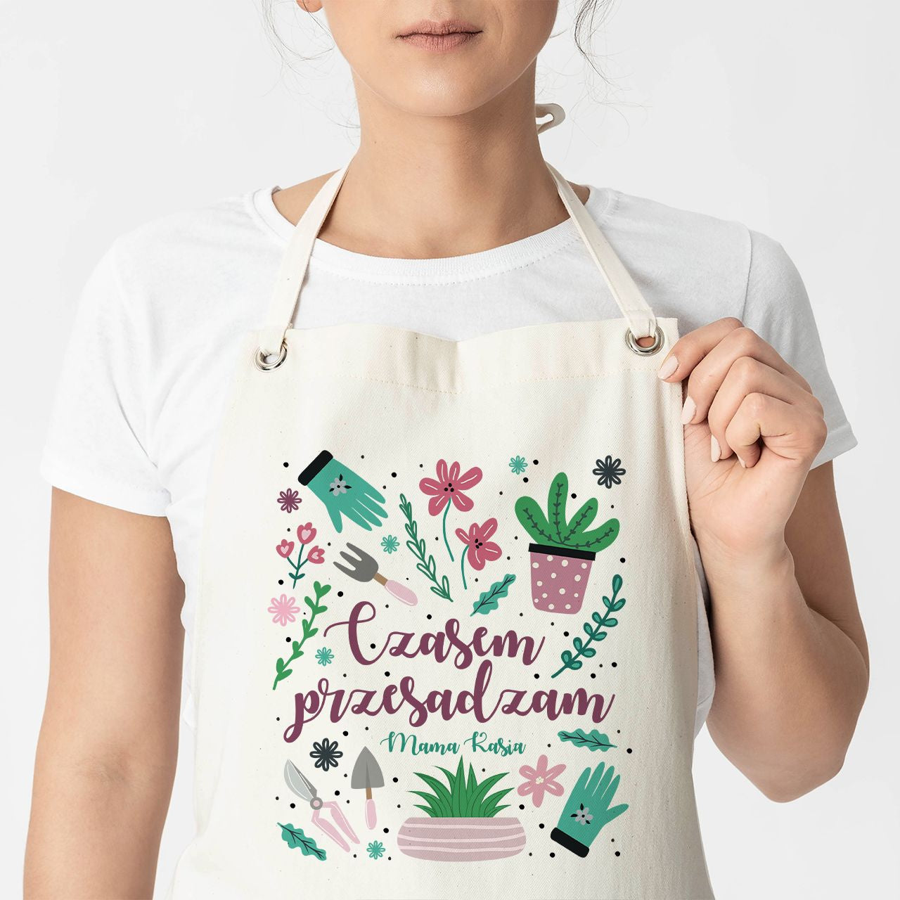 Personalizowany fartuch dla mamy do ogrodu - czasem przesadzam prezent dla mamy prezent na dzień mamy