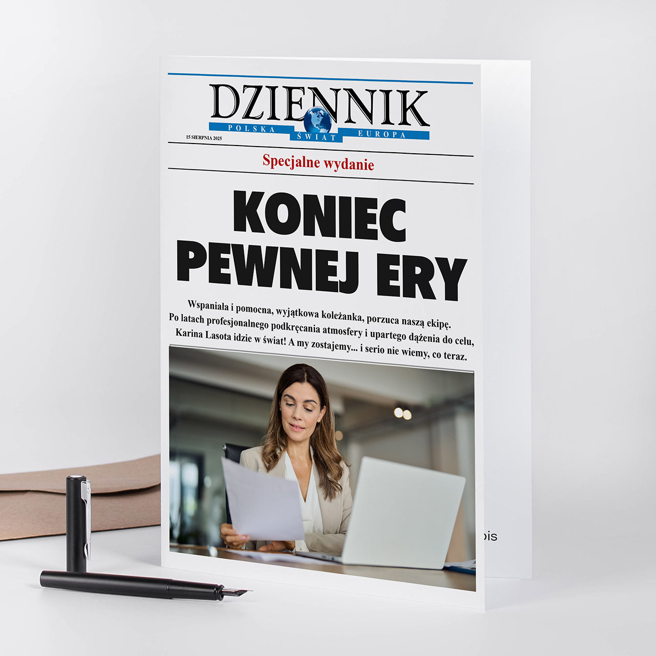 Duża kartka ze zdjęciem - prezent na odejście z pracy upominek na odejście z pracy kartka personalizowana
