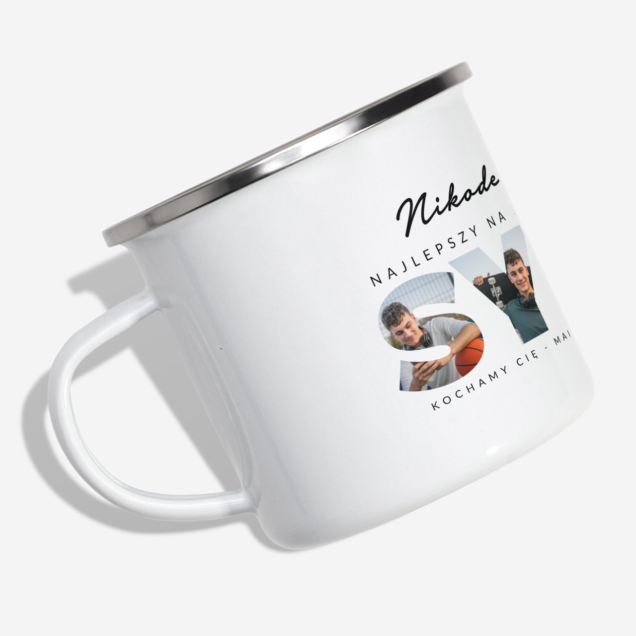Emaliowany kubek ze zdjęciem - prezent dla syna prezent dla nastoletniego syna personalizowany kubek na prezent